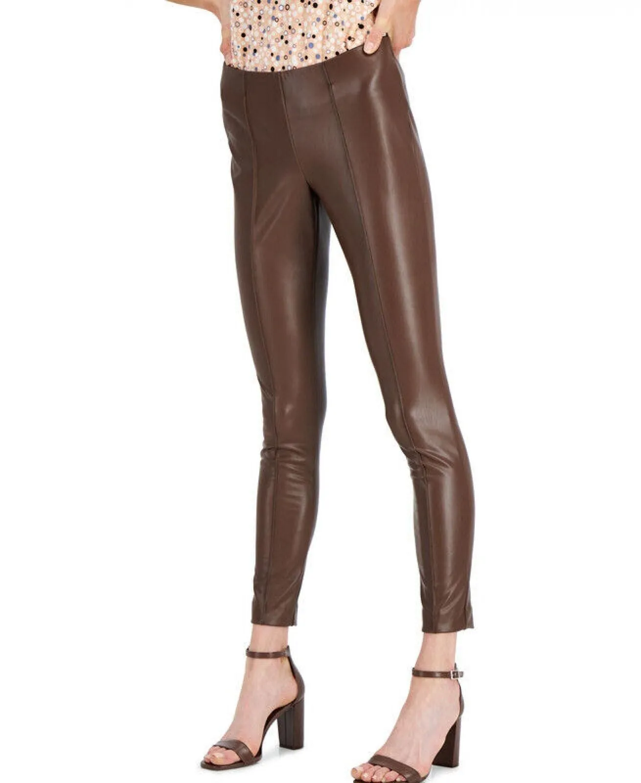 Anne Klein Womens Faux-Leather Pull-On Leggings 10842489