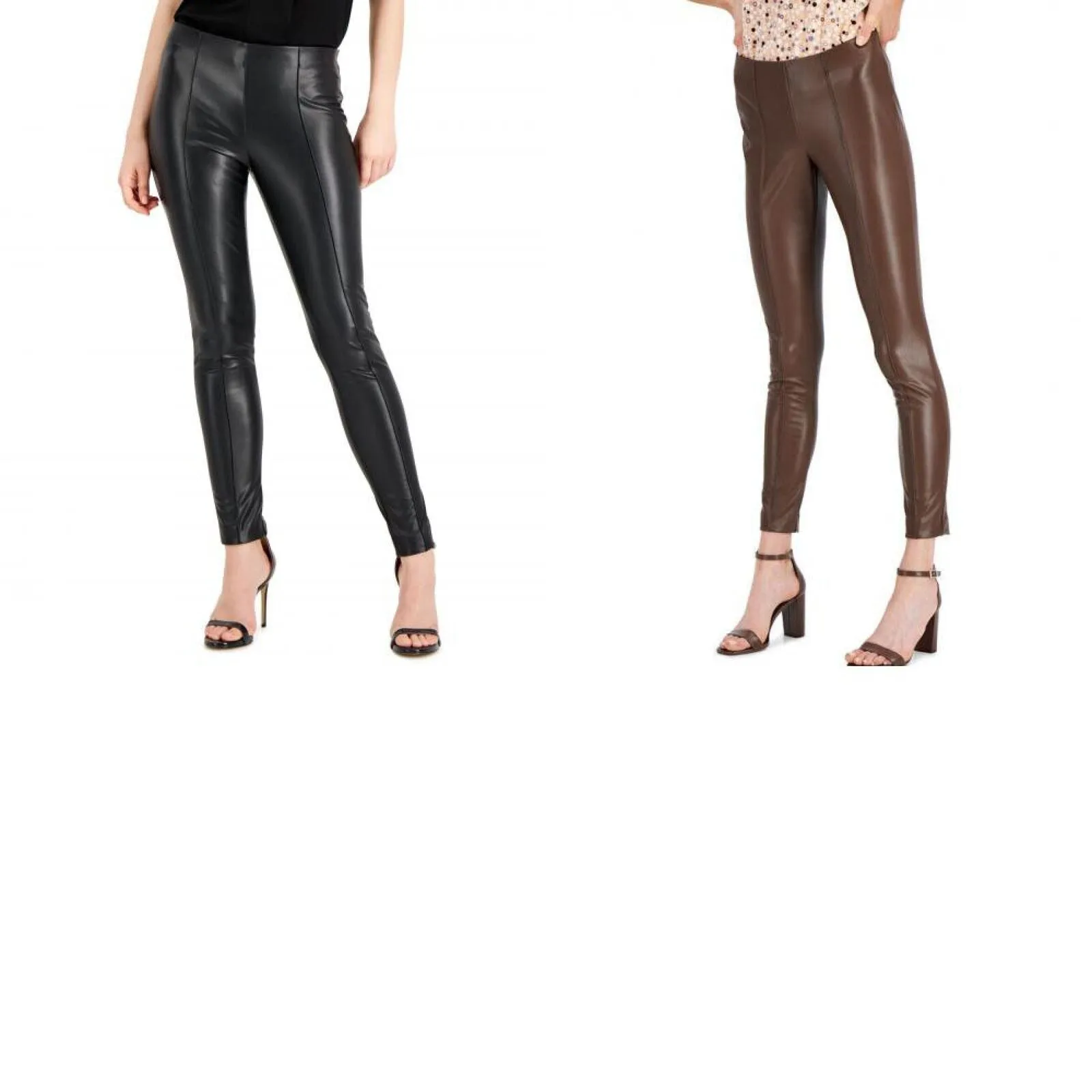 Anne Klein Womens Faux-Leather Pull-On Leggings 10842489