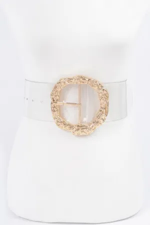 Big Vintage Round Metal Buckle Clear Belt