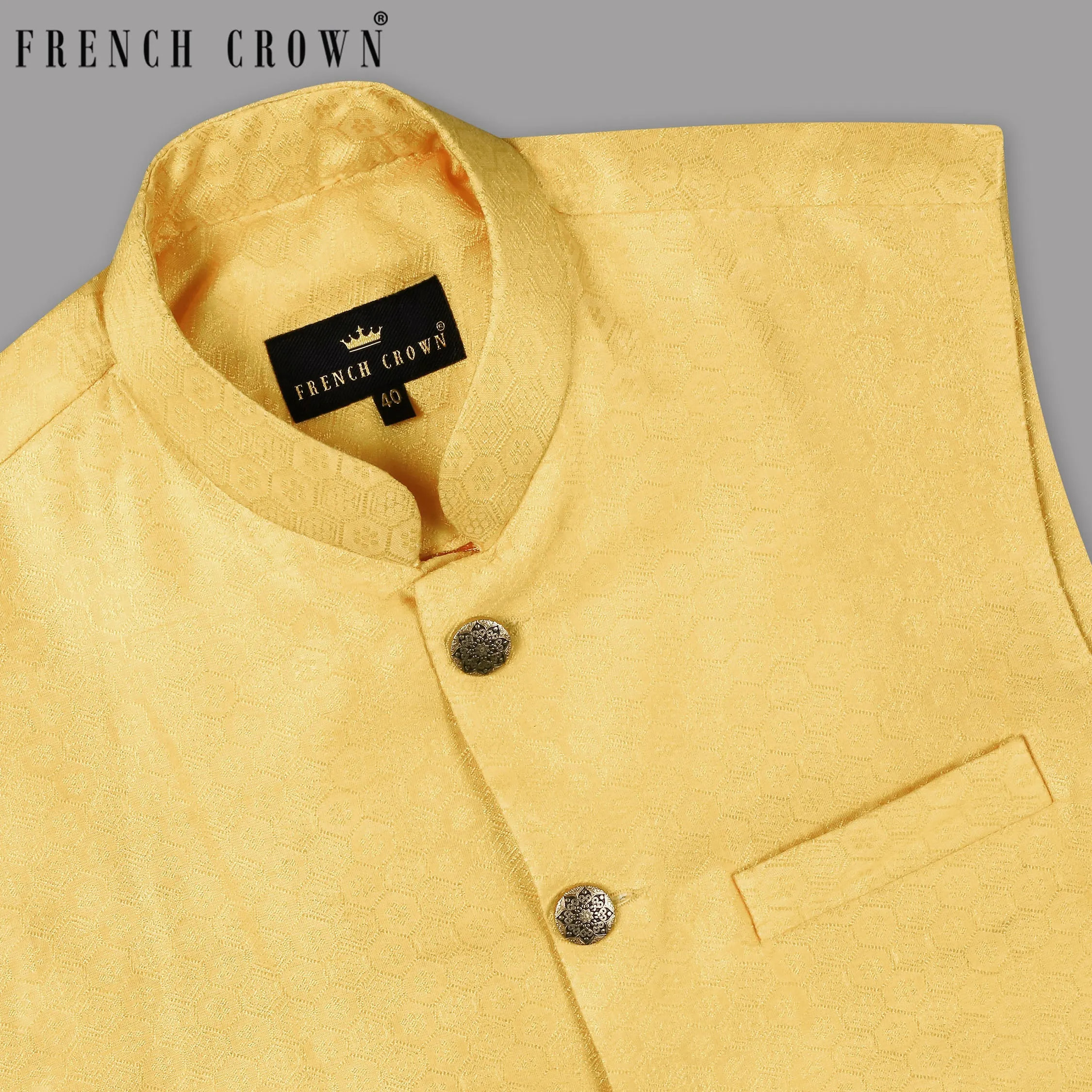 Chardonnay Jacquard Patterned Designer Nehru jacket