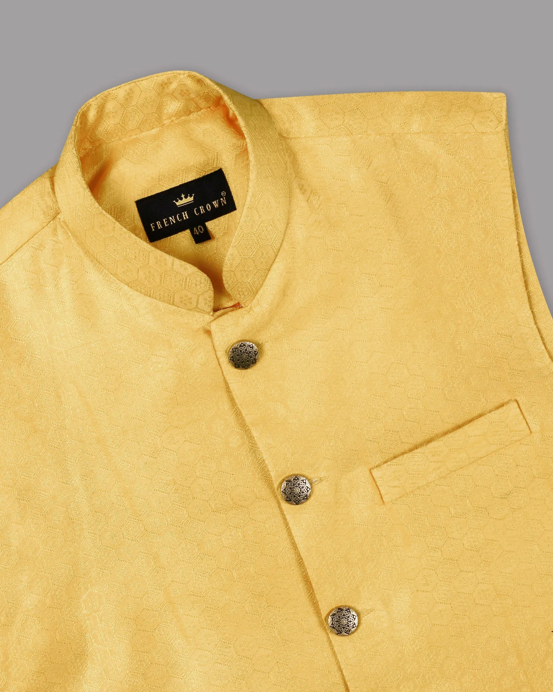 Chardonnay Jacquard Patterned Designer Nehru jacket