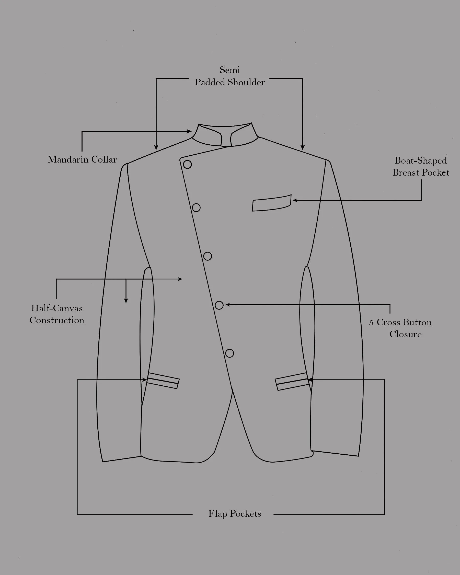 Chestnut Pink and Negroni Leaves Pattern Cross-Buttoned Bandhgala Designer Blazer