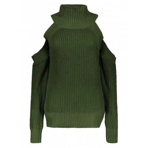 Chic Turtle Neck Long Sleeves Pure Color Women's Sweater - Green One Size(fit Size Xs To M)