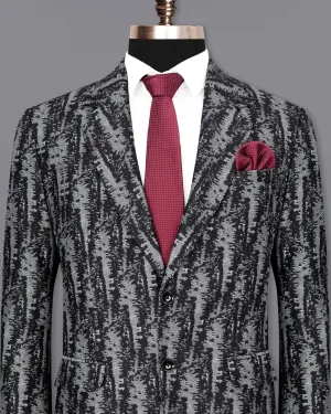 Concord Gray and Baltic Sea Black velvet Designer Blazer