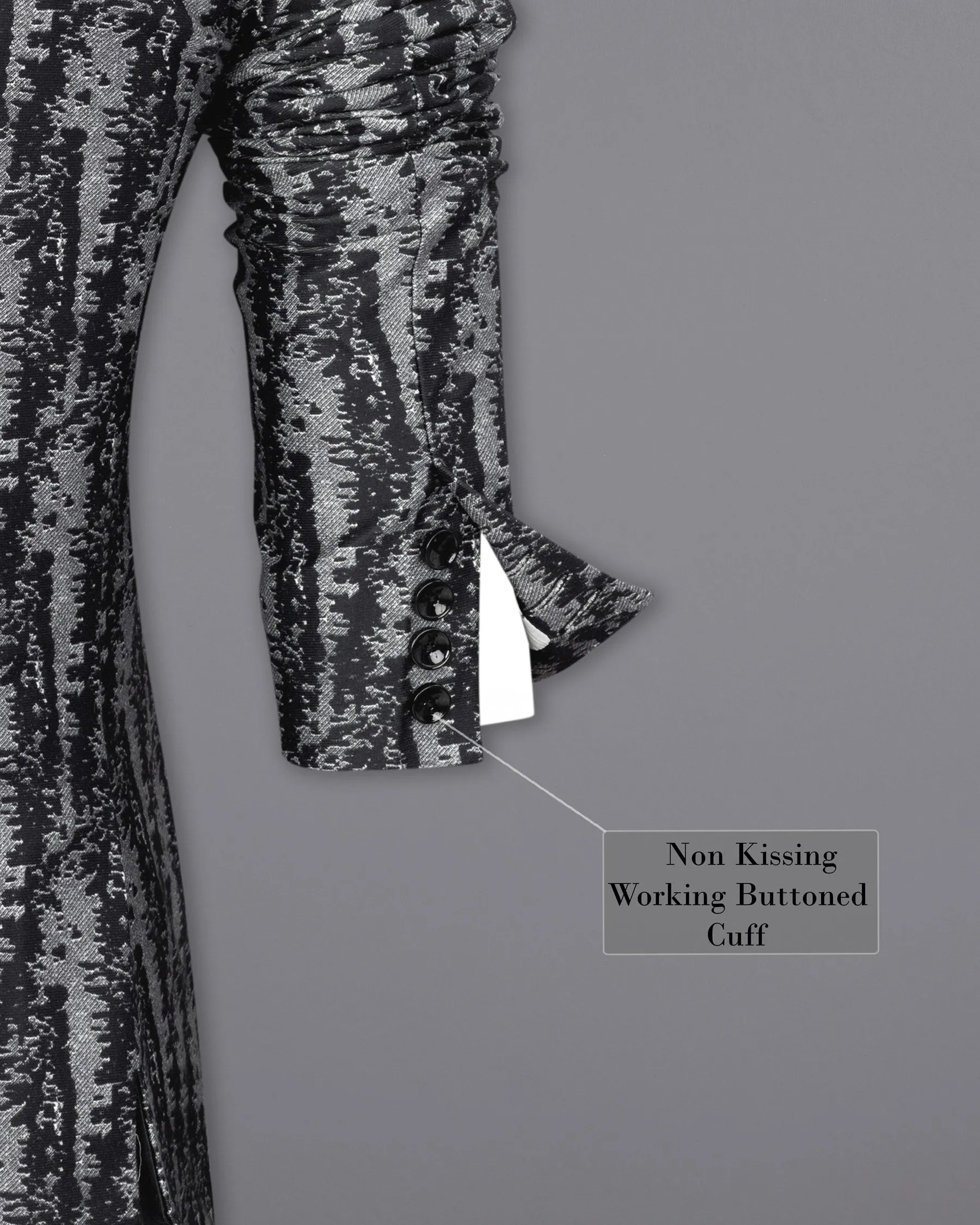 Concord Gray and Baltic Sea Black velvet Designer Blazer