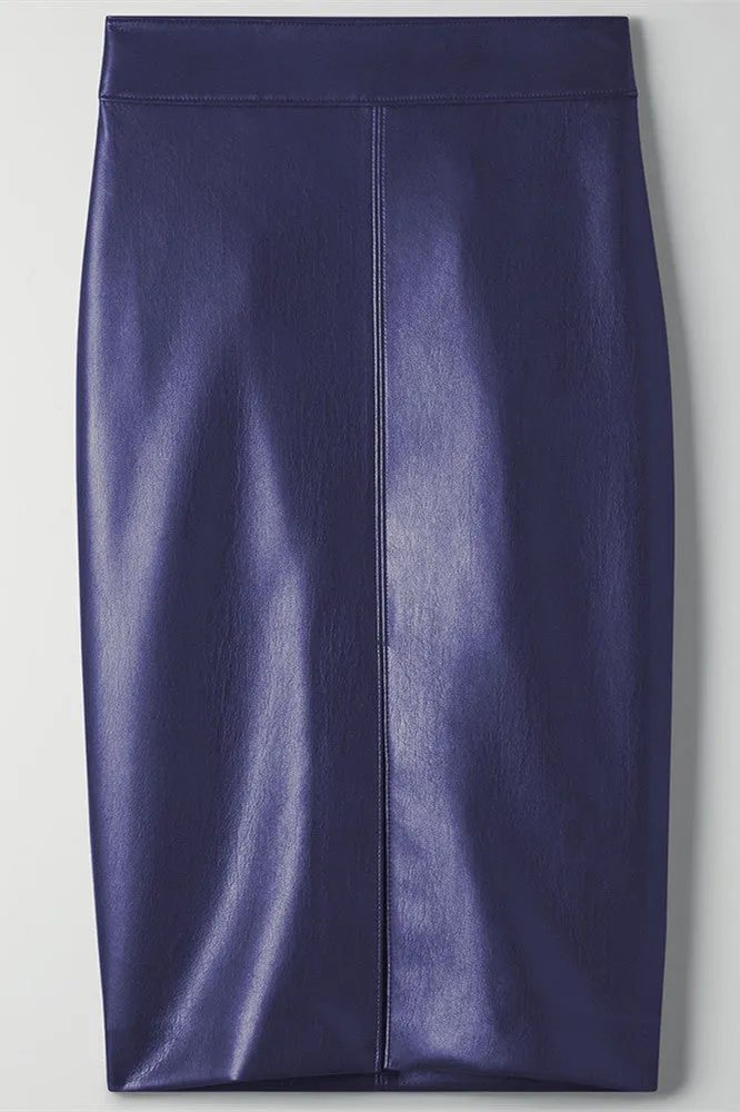 Creamtopmall High Waist Faux Leather Slit Pencil Office Skirt