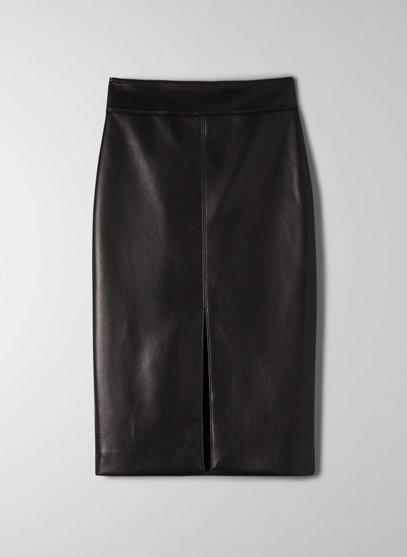 Creamtopmall High Waist Faux Leather Slit Pencil Office Skirt
