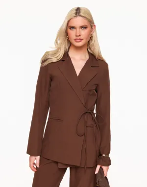 Donkerbruine Moderne Wikkel - Blazer