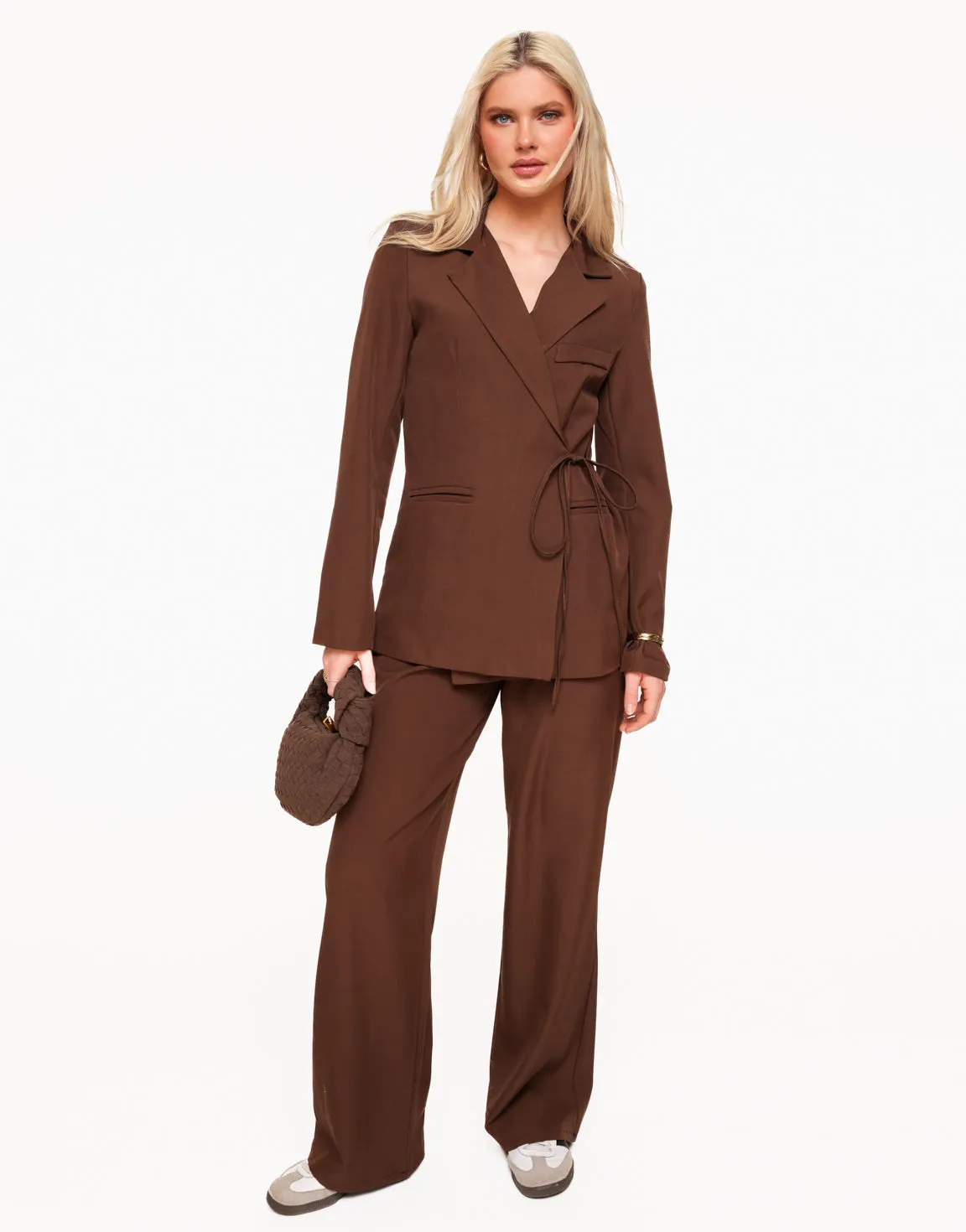 Donkerbruine Moderne Wikkel - Blazer