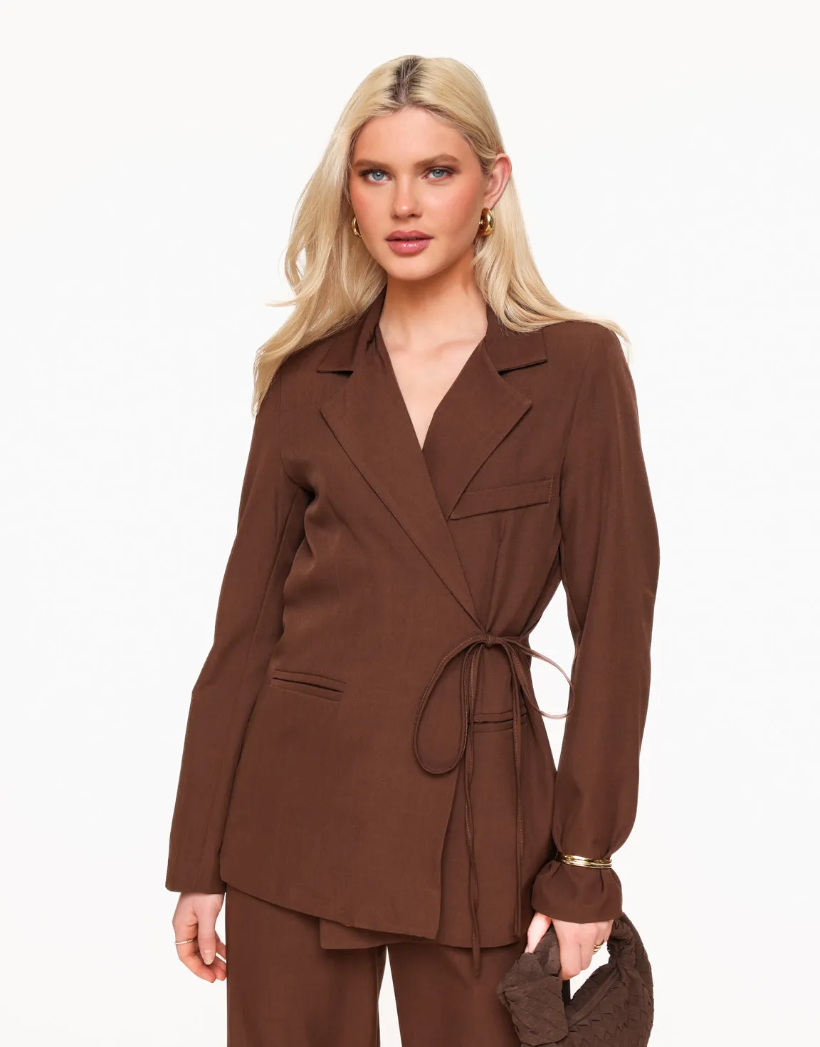 Donkerbruine Moderne Wikkel - Blazer