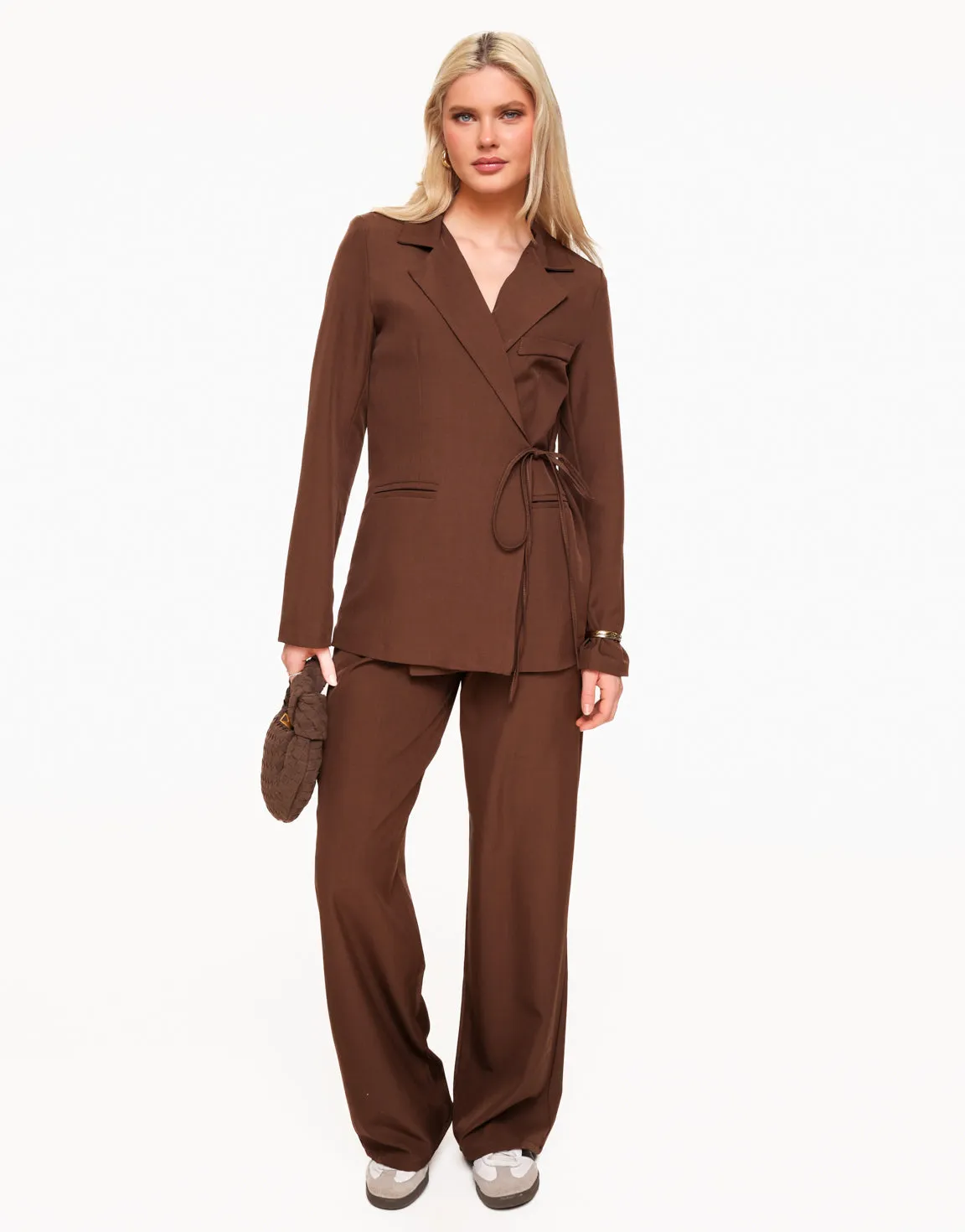 Donkerbruine Moderne Wikkel - Blazer