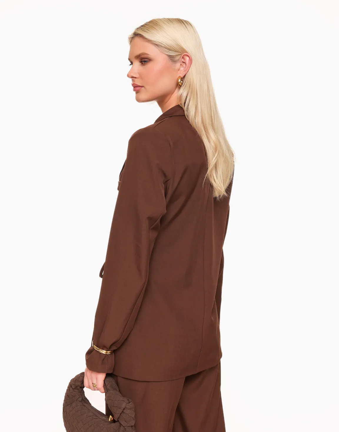 Donkerbruine Moderne Wikkel - Blazer