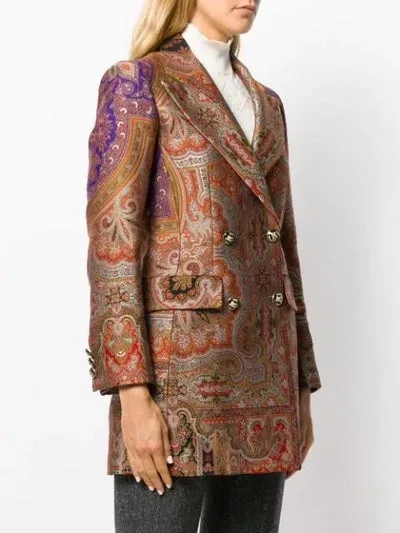 ETRO WOOL JACQUARD BROCADE JACKET DRESS IN MULTICOLOR