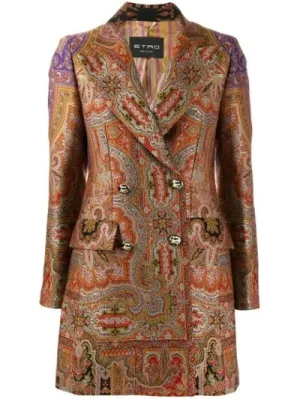 ETRO WOOL JACQUARD BROCADE JACKET DRESS IN MULTICOLOR