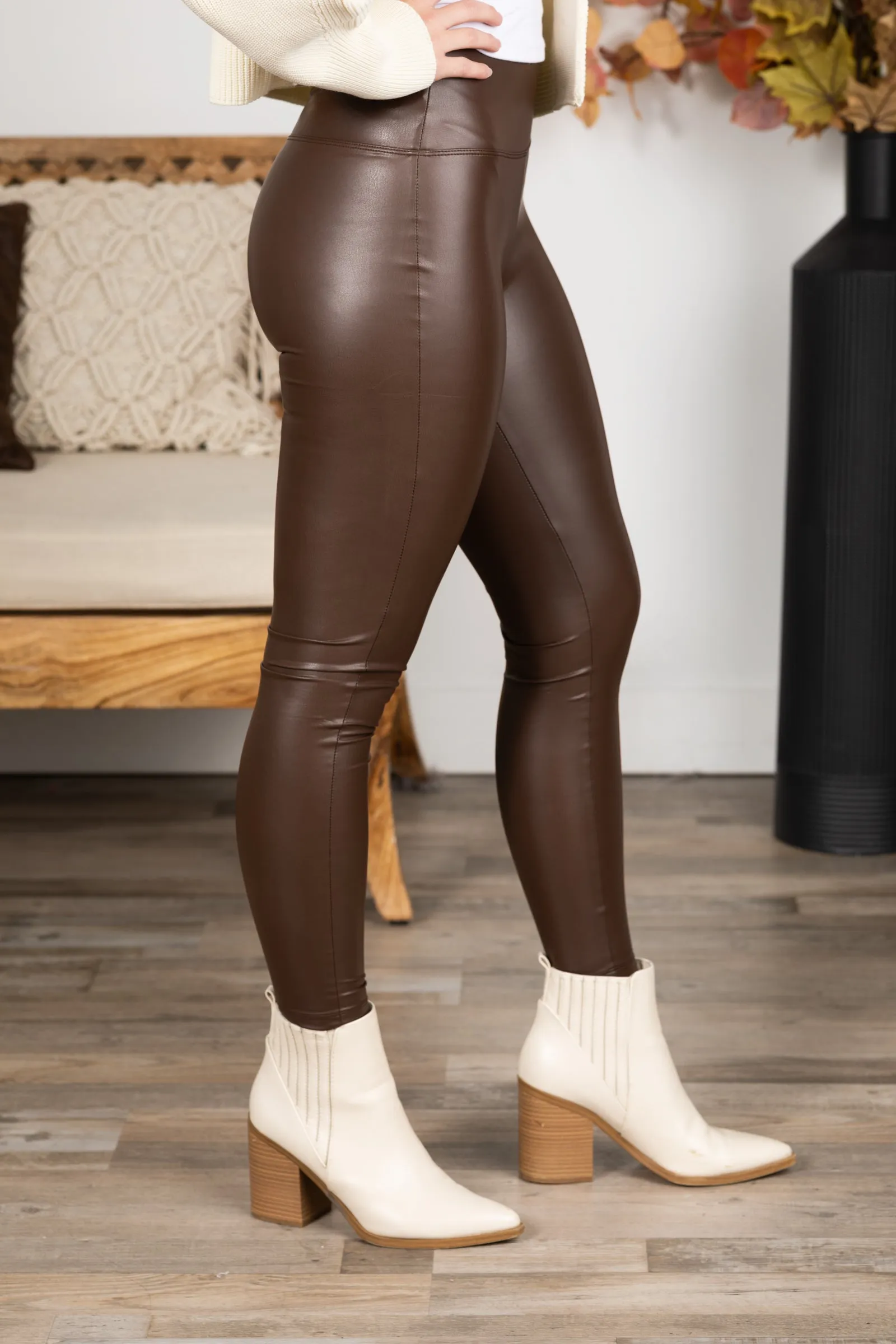 Faux Leather High Rise Leggings