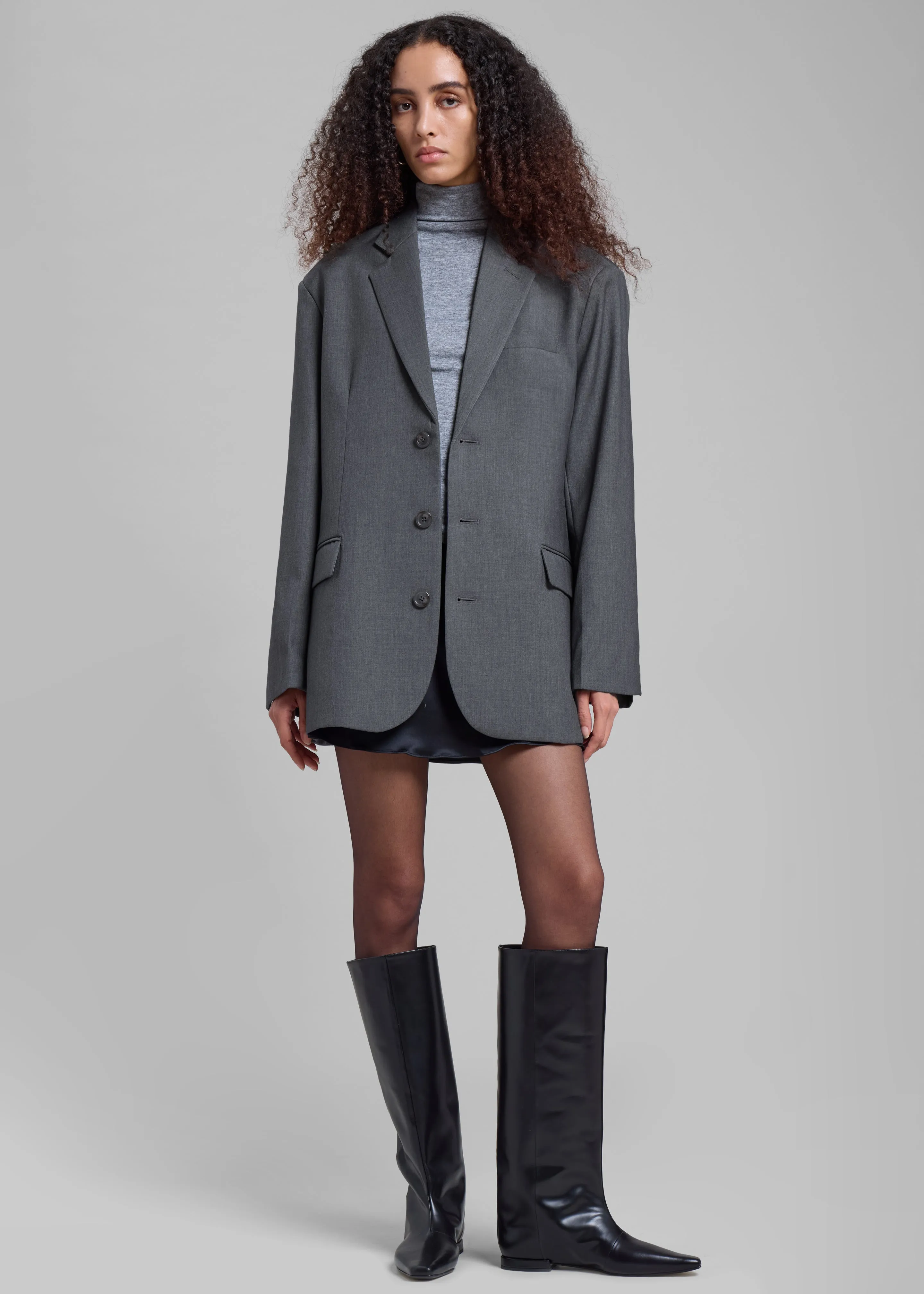 Gelso Oversized Blazer - Dark Grey Melange