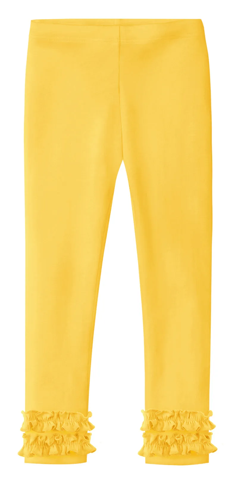 Girls Soft Cotton Ruffle Leggings | Yellow
