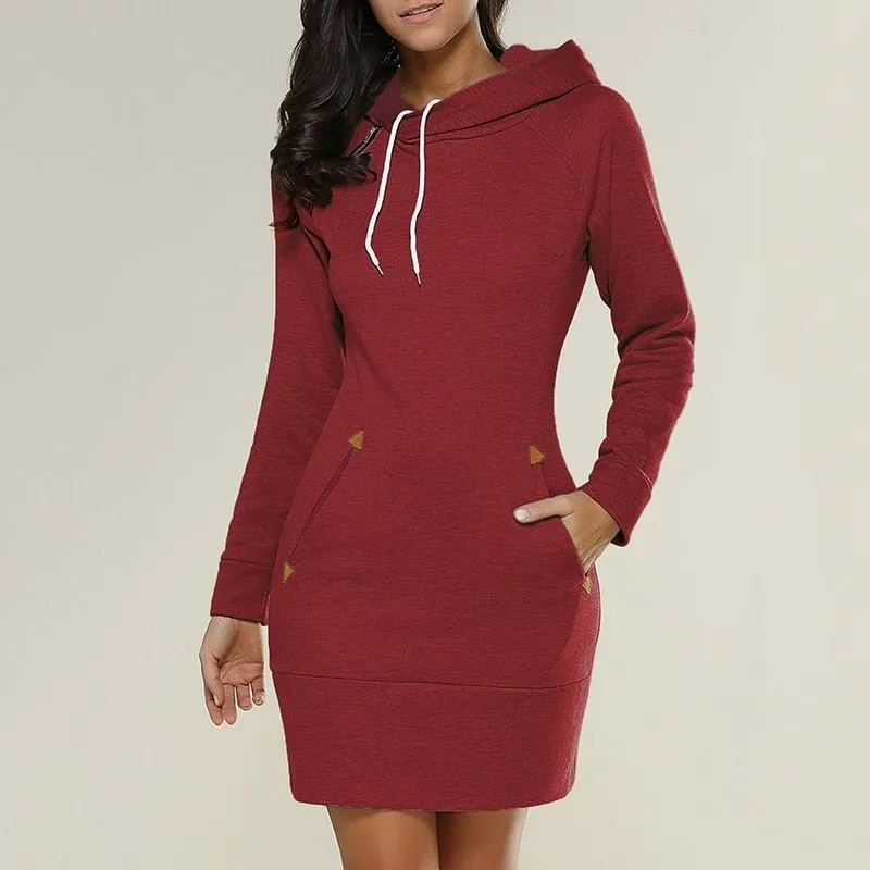 Hagia - Lässiges Hoodie-Kleid über dem Knie