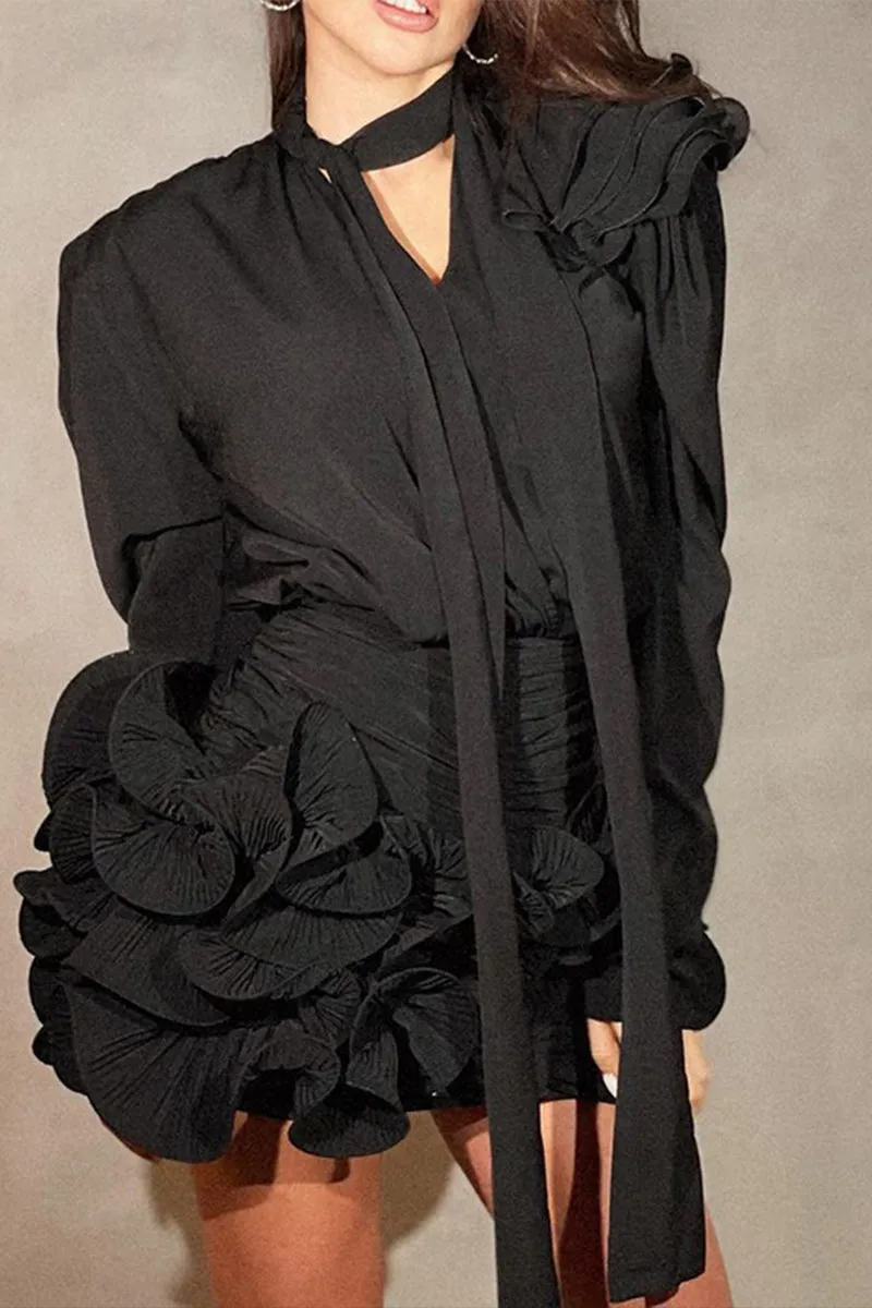 HQT1149 Ruffled Statement Skirt