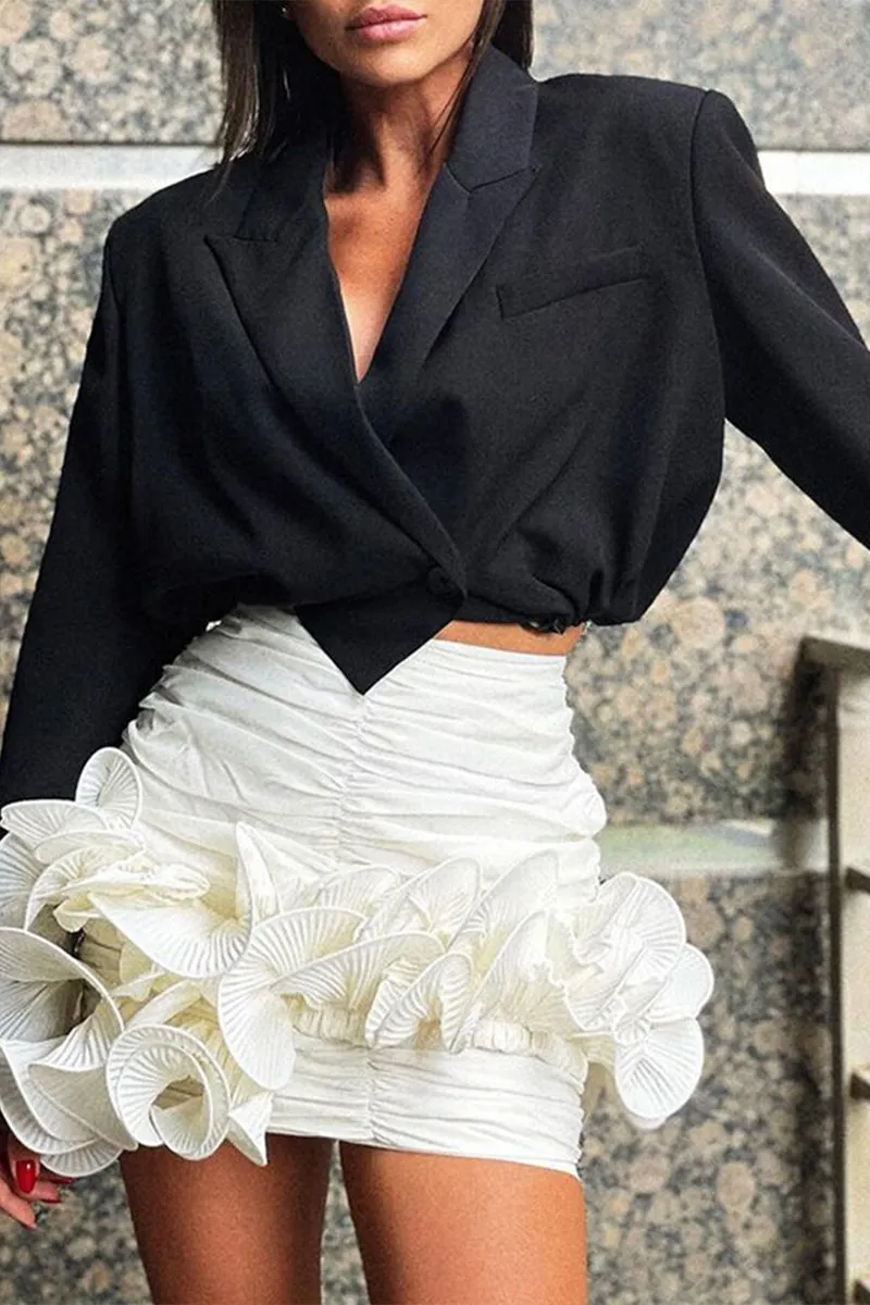 HQT1149 Ruffled Statement Skirt