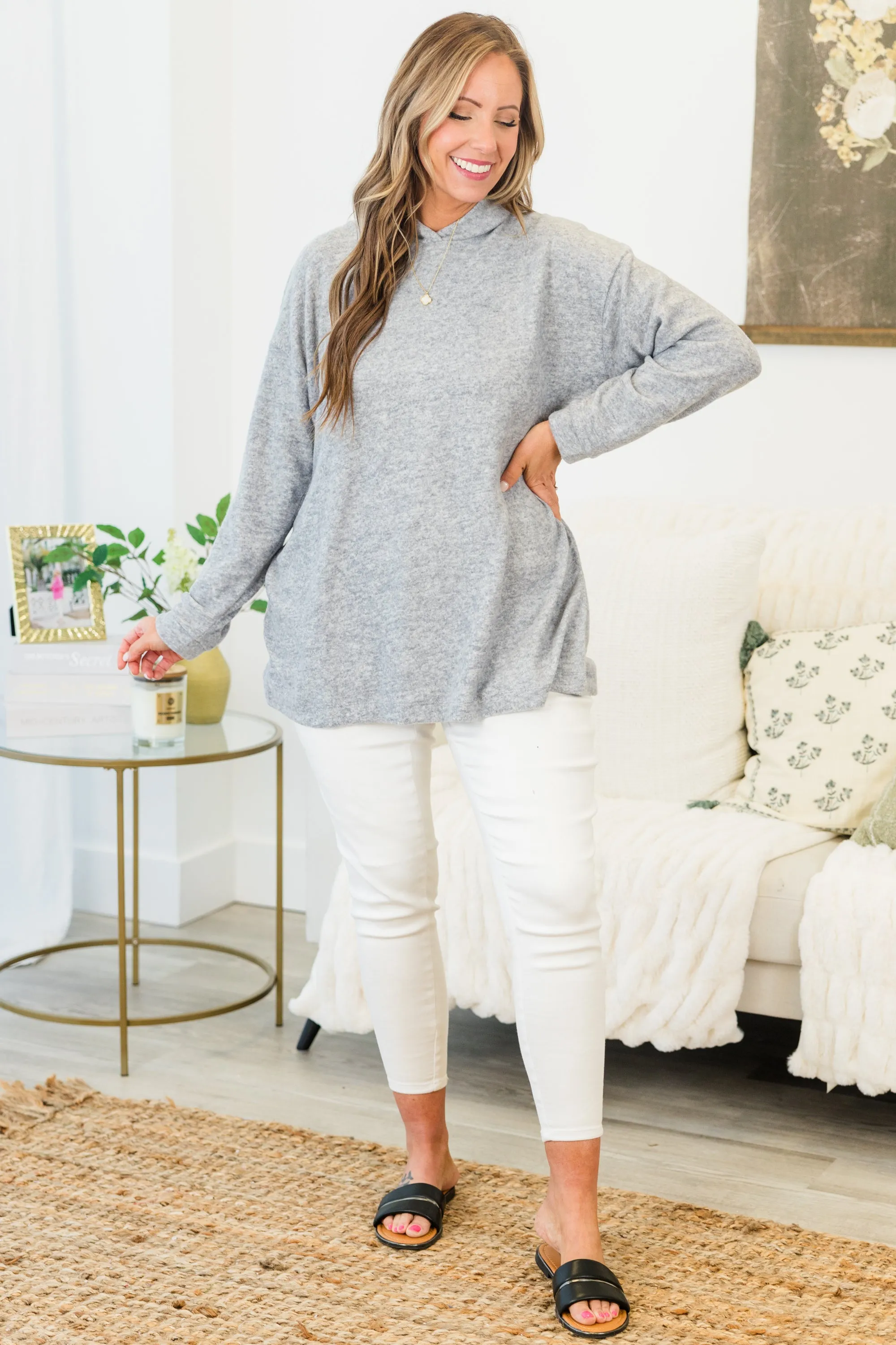I Am On The Go Top, Heather Grey