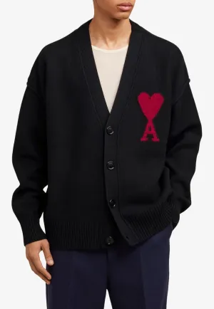 Intarsia Knit Ami De Coeur Wool Cardigan