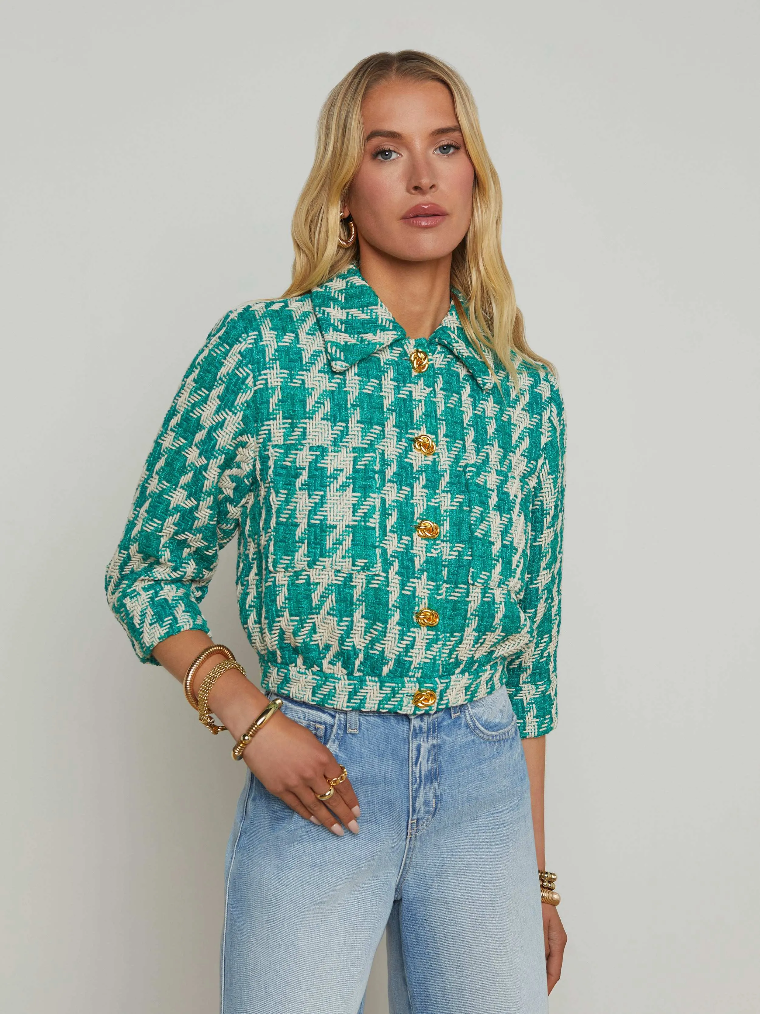 Jia Houndstooth Tweed Jacket