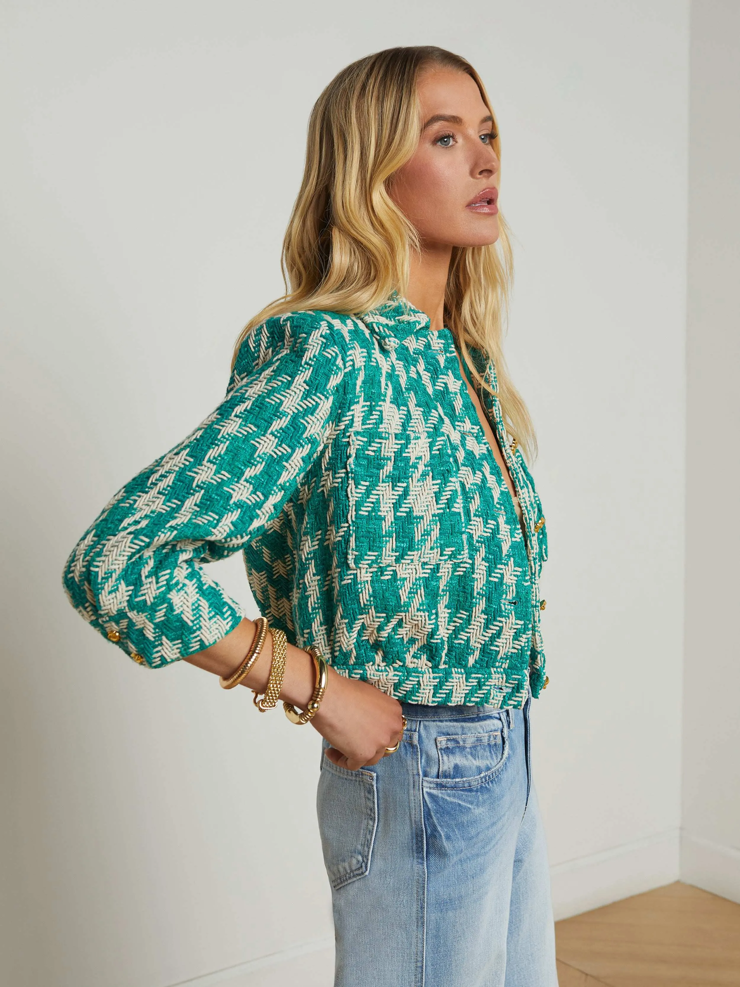 Jia Houndstooth Tweed Jacket