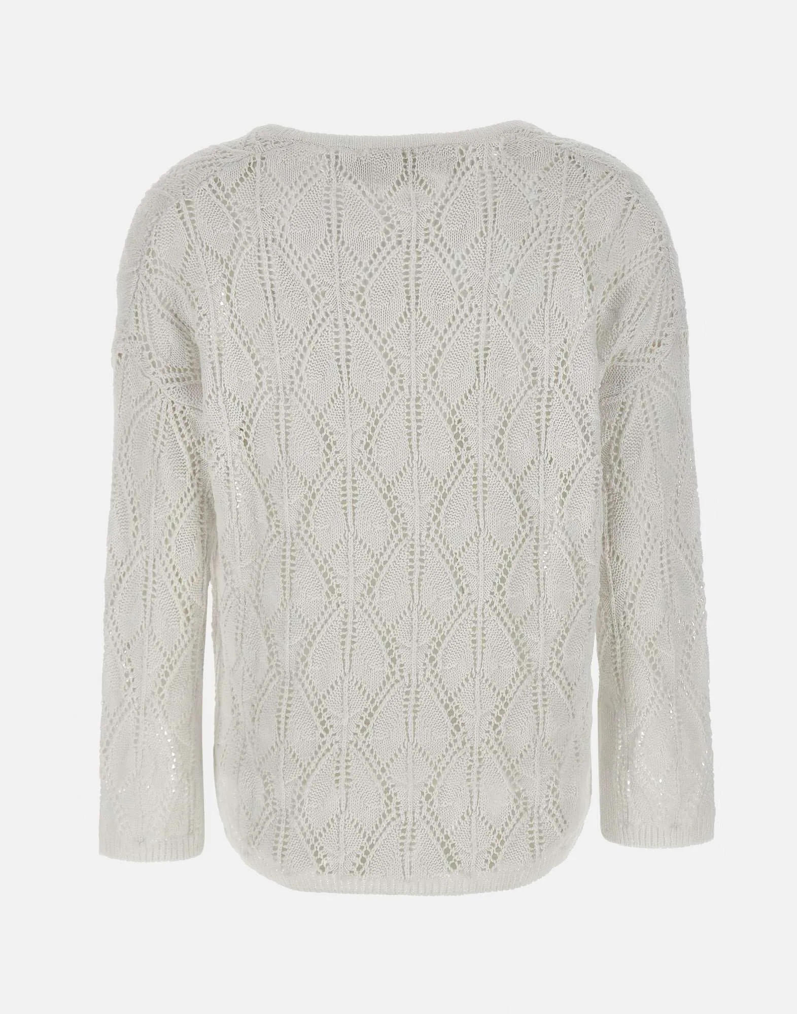 Kangra White Linen Cotton V Neck tröja