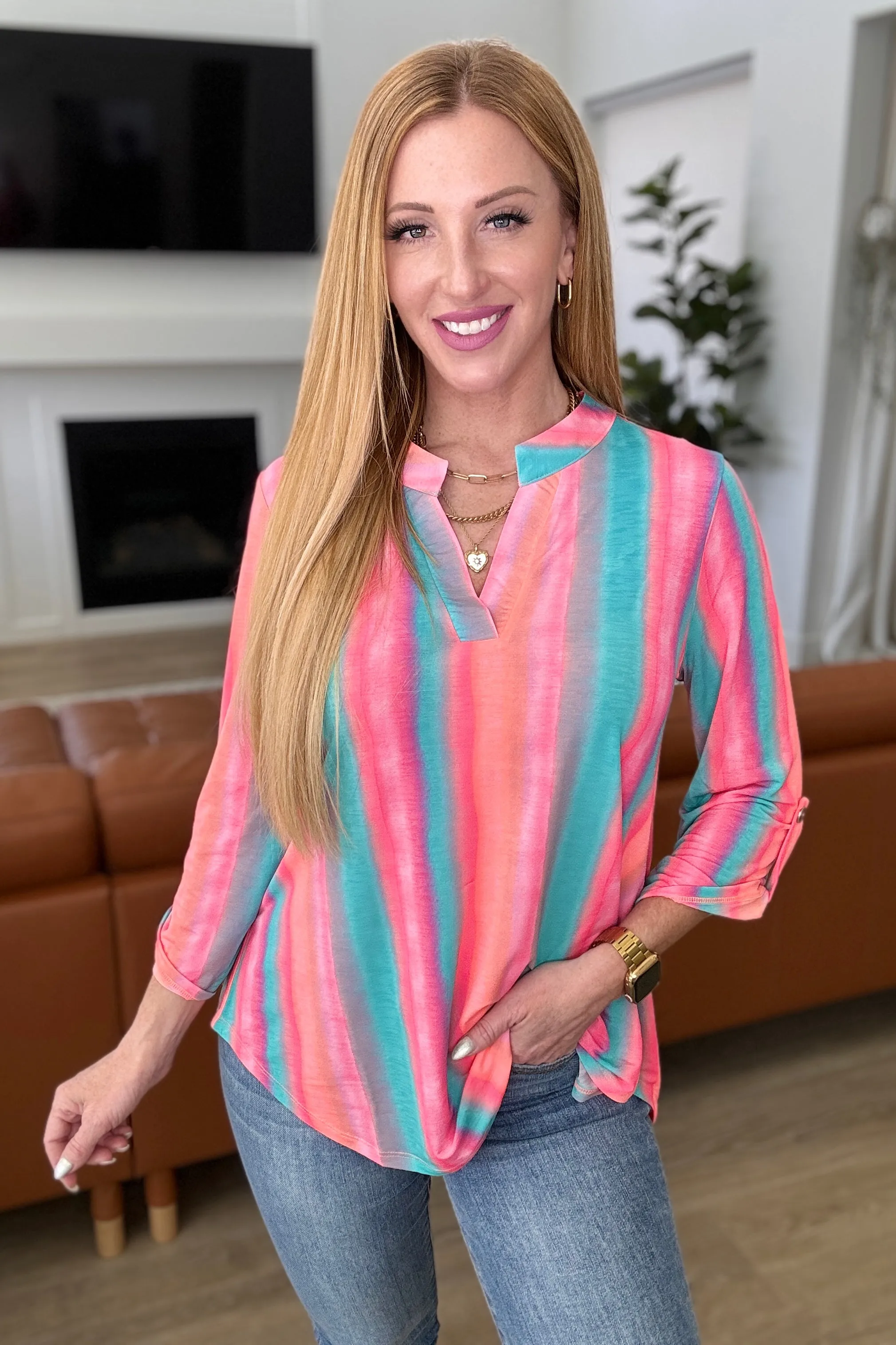 Lizzy Top in Sherbet Stripe