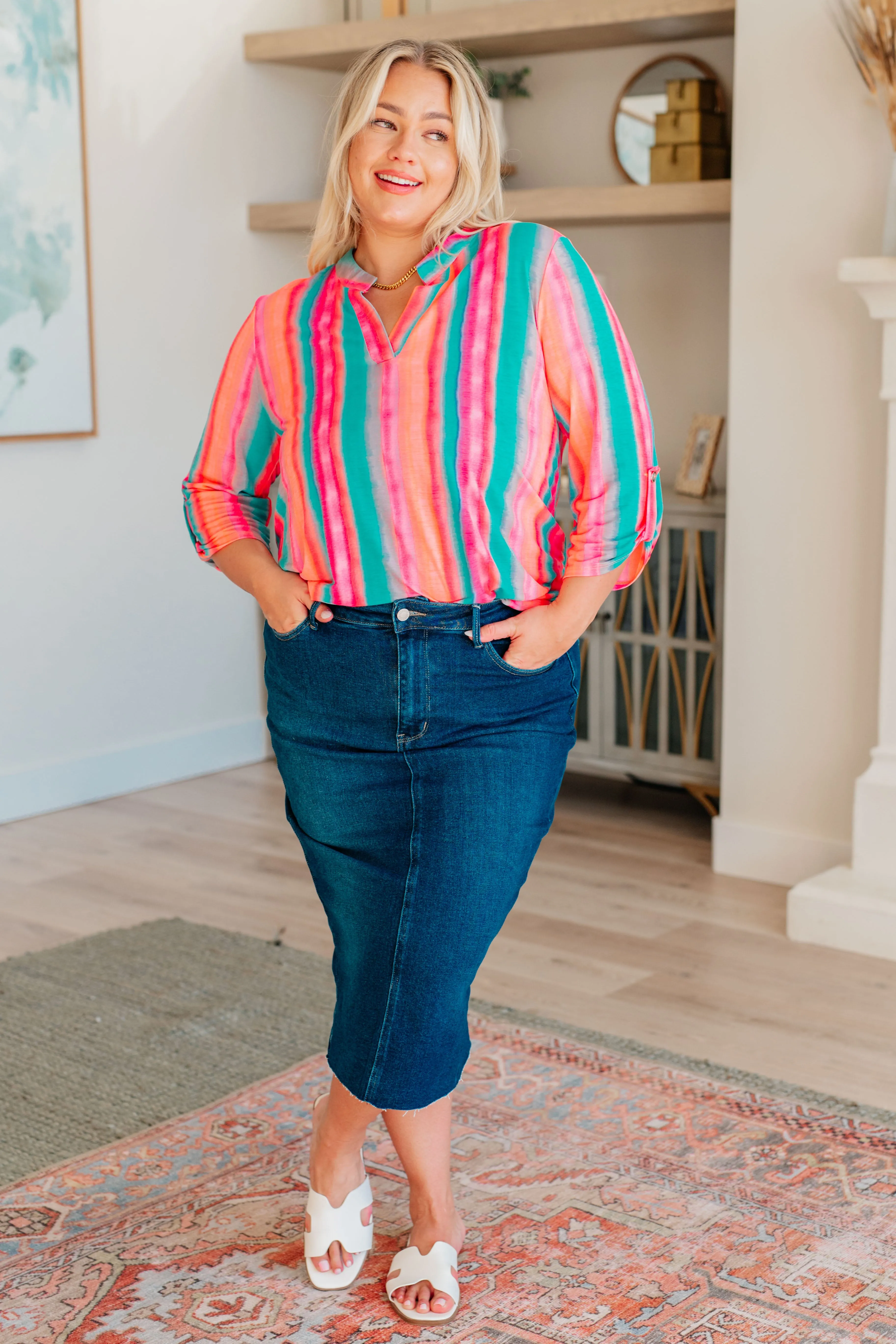 Lizzy Top in Sherbet Stripe
