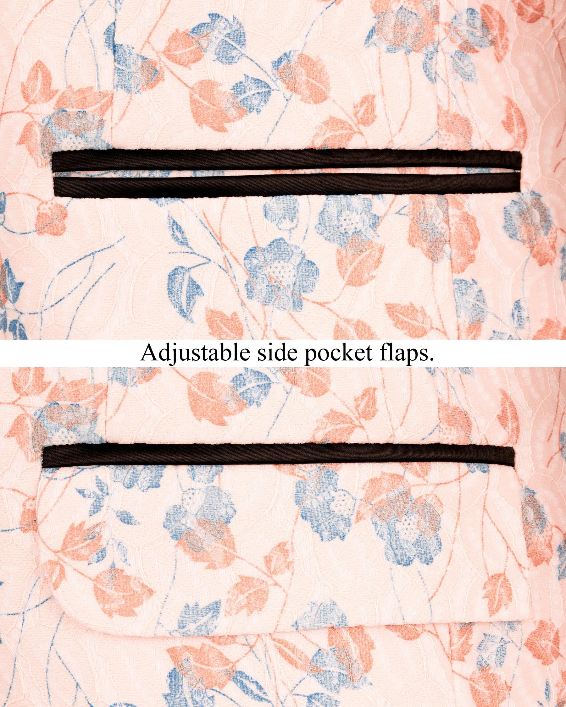 Mandys Pink Floral Textured Designer Tuxedo Suit