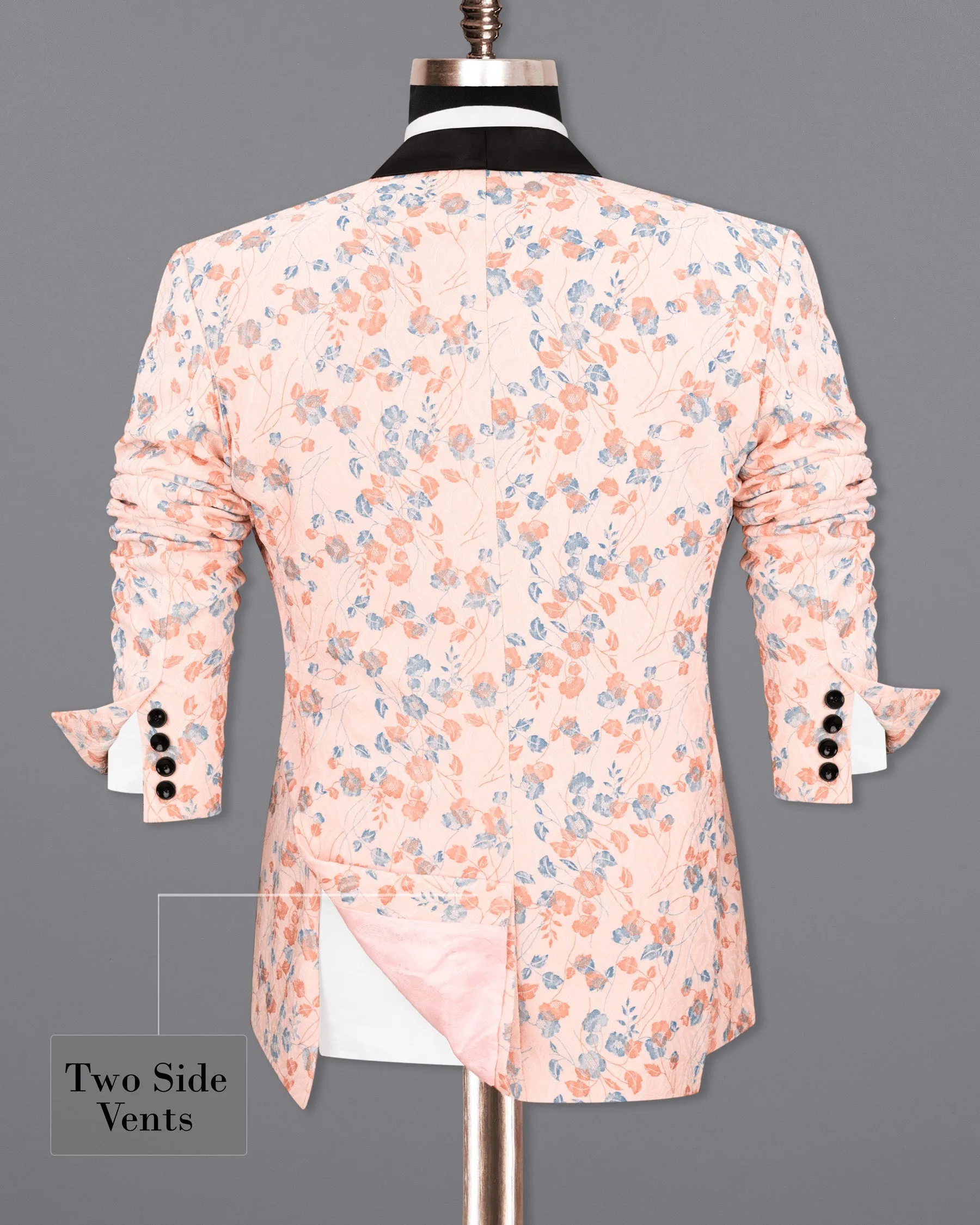 Mandys Pink Floral Textured Designer Tuxedo Suit