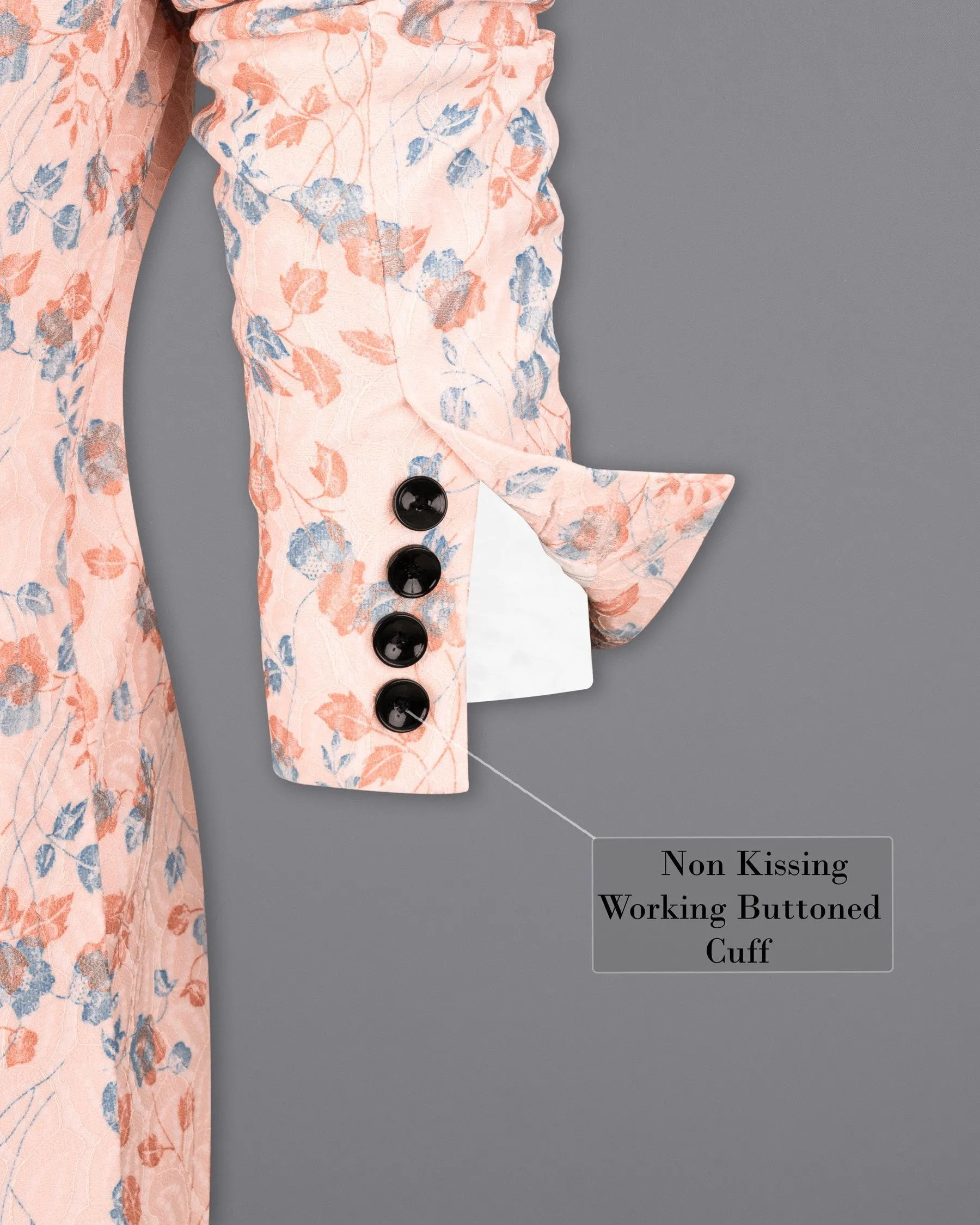 Mandys Pink Floral Textured Designer Tuxedo Suit
