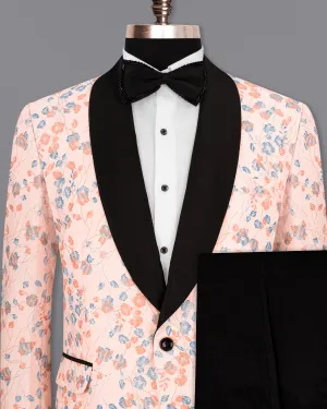 Mandys Pink Floral Textured Designer Tuxedo Suit