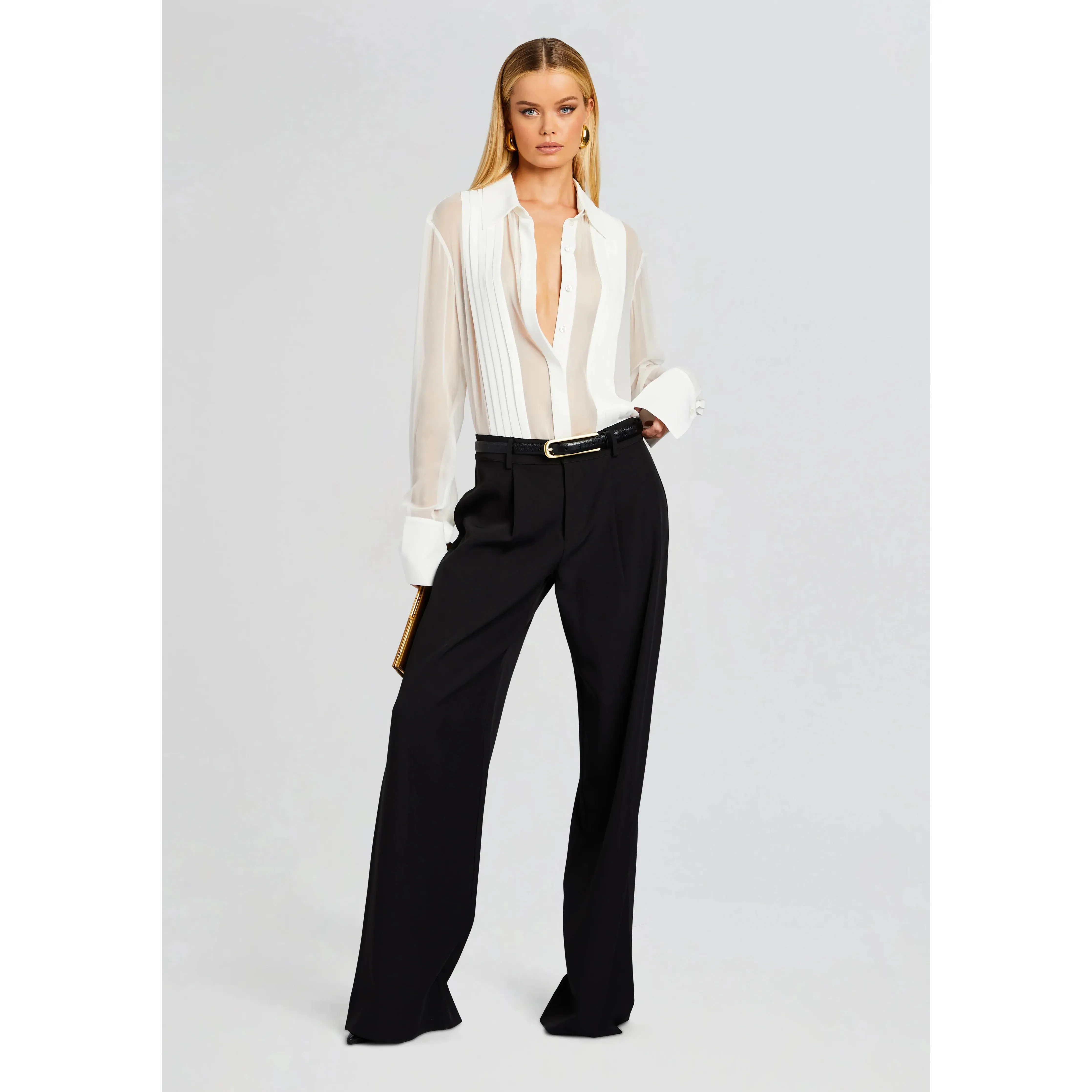 MEGHAN PANELLED SILK BLOUSE