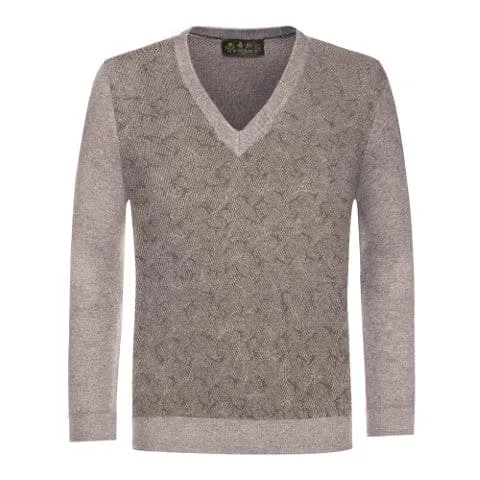 Men V Neck Long Sleeves Synthetic Wool Sweaters