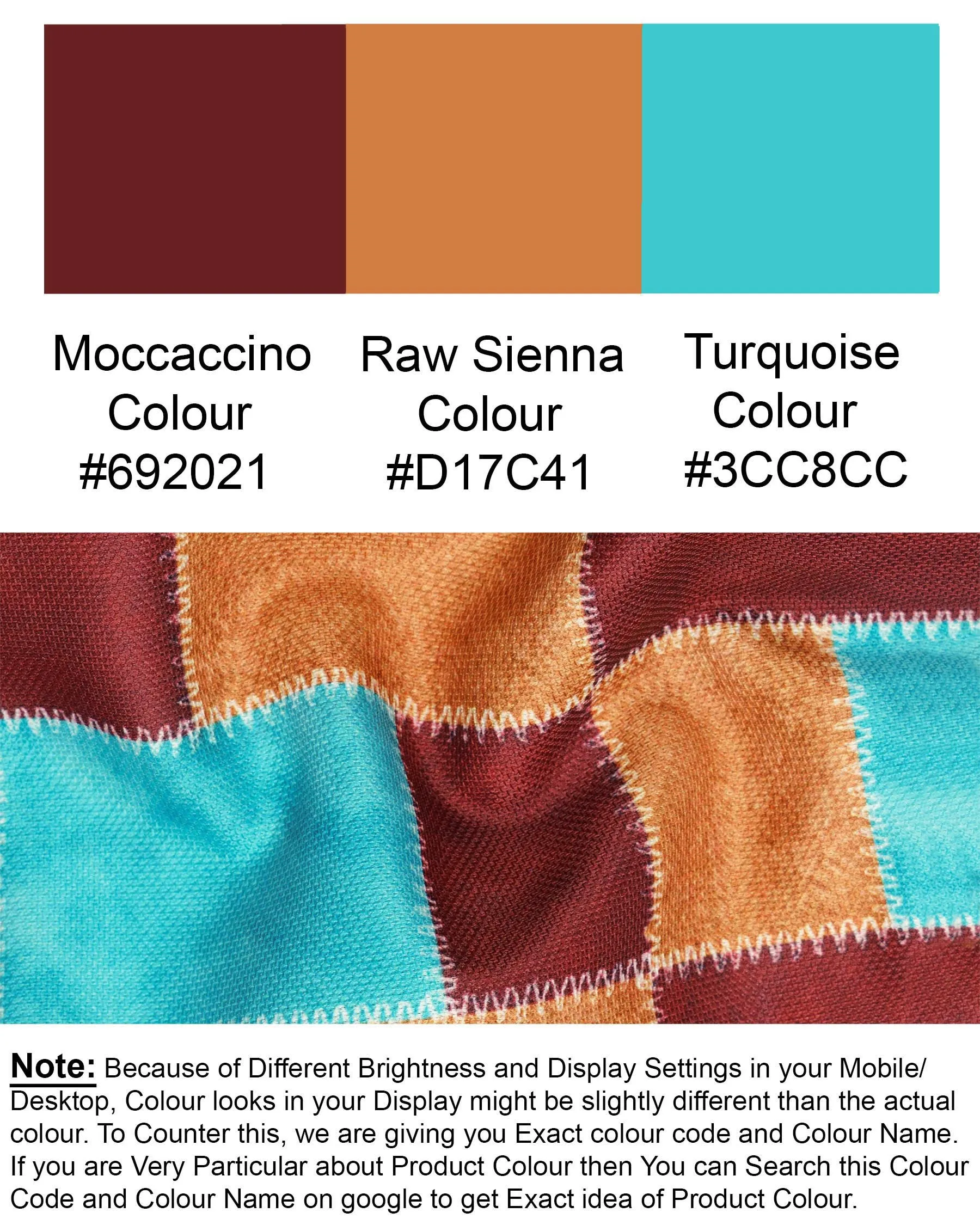 Moccaccino with Raw Sienna and Turuoise Blue Designer Blazer