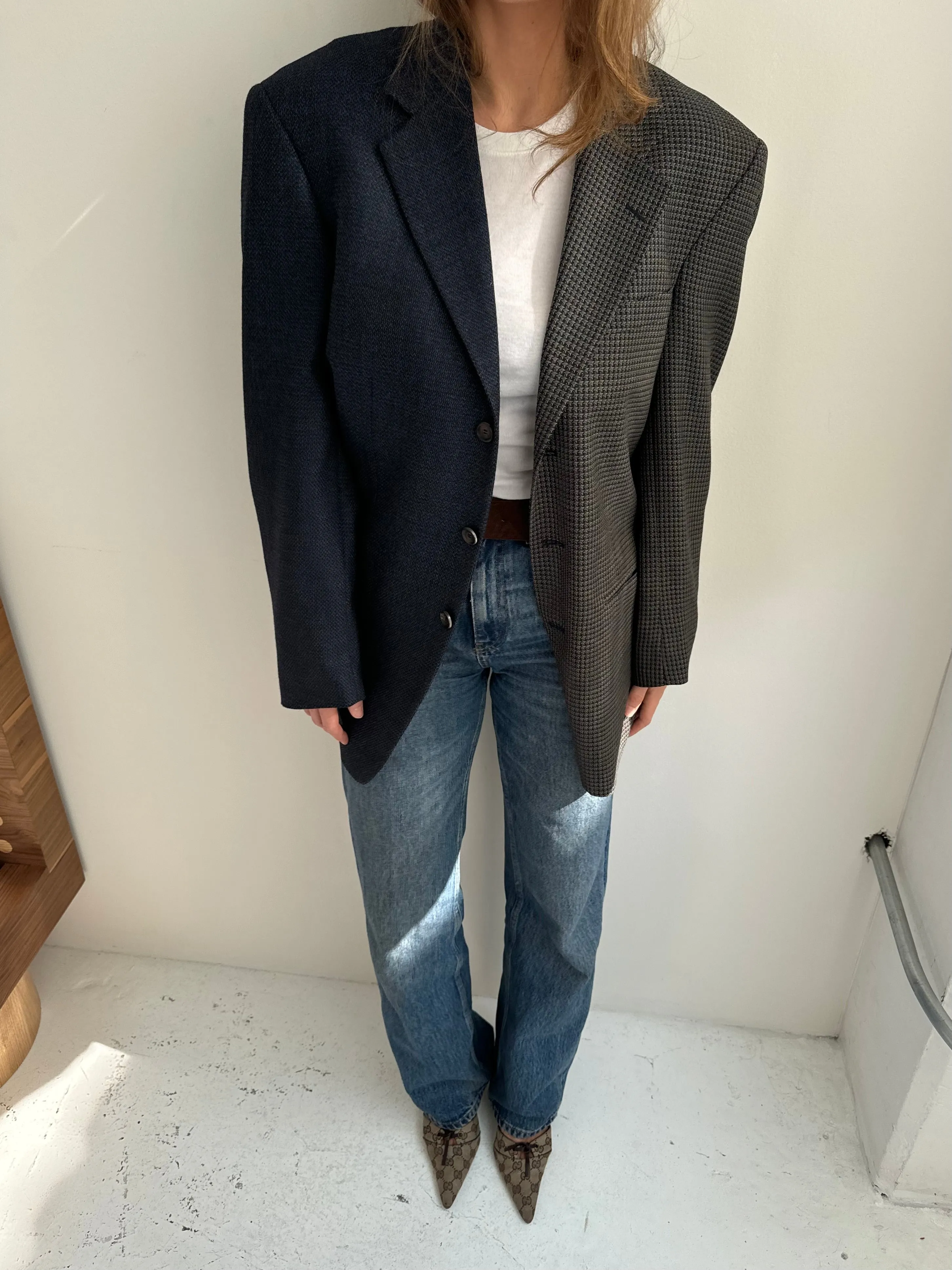 Navy textured two toned blazer