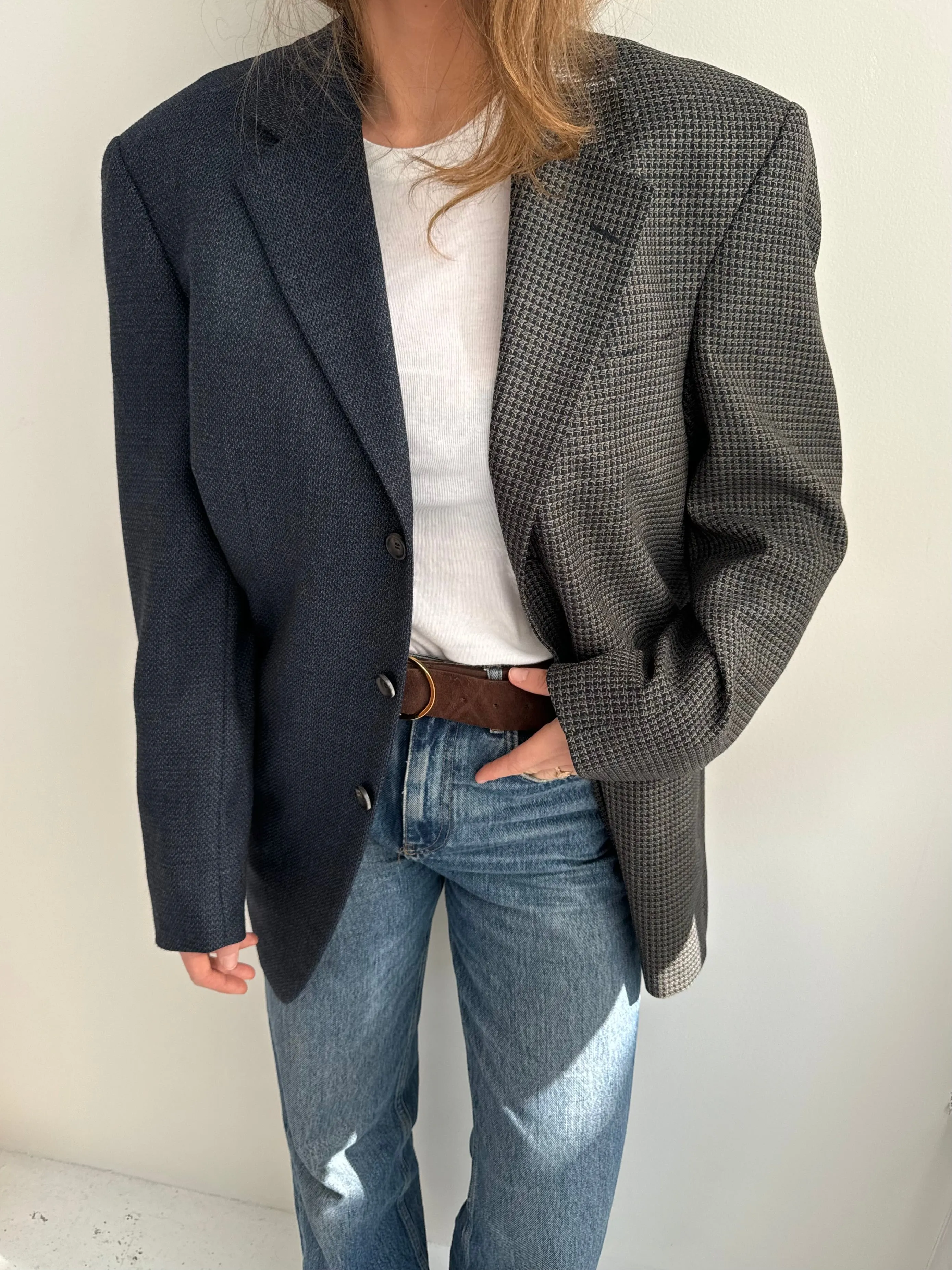 Navy textured two toned blazer