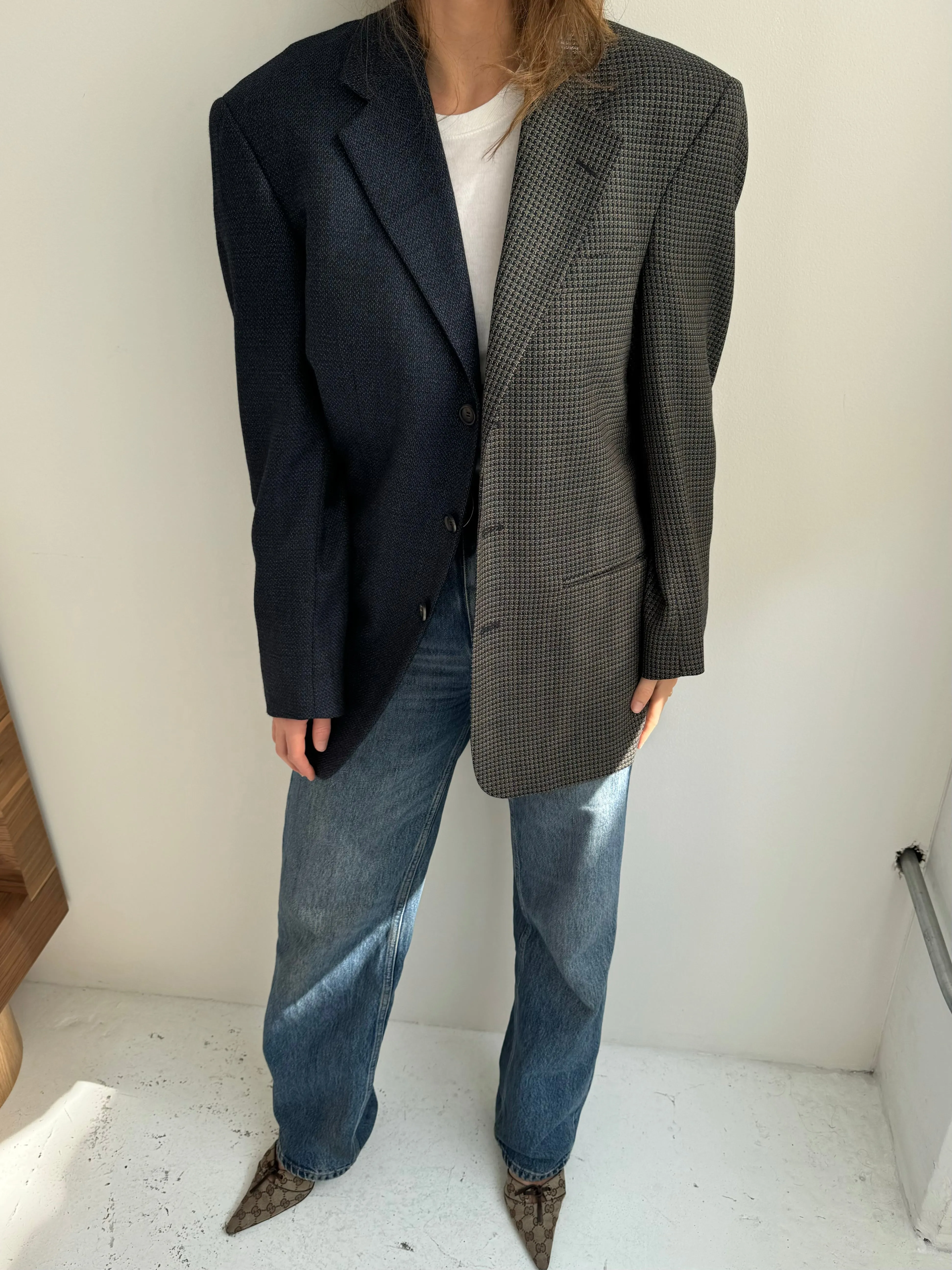Navy textured two toned blazer