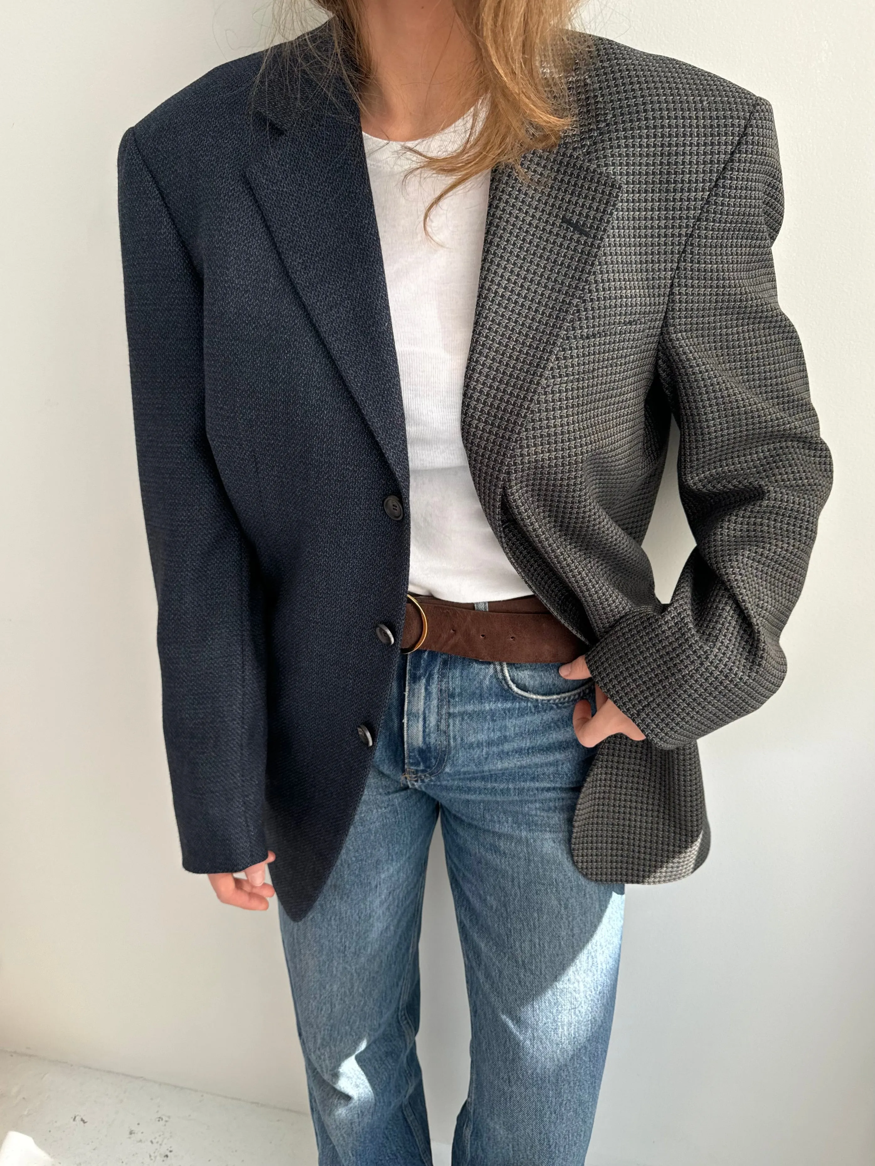 Navy textured two toned blazer