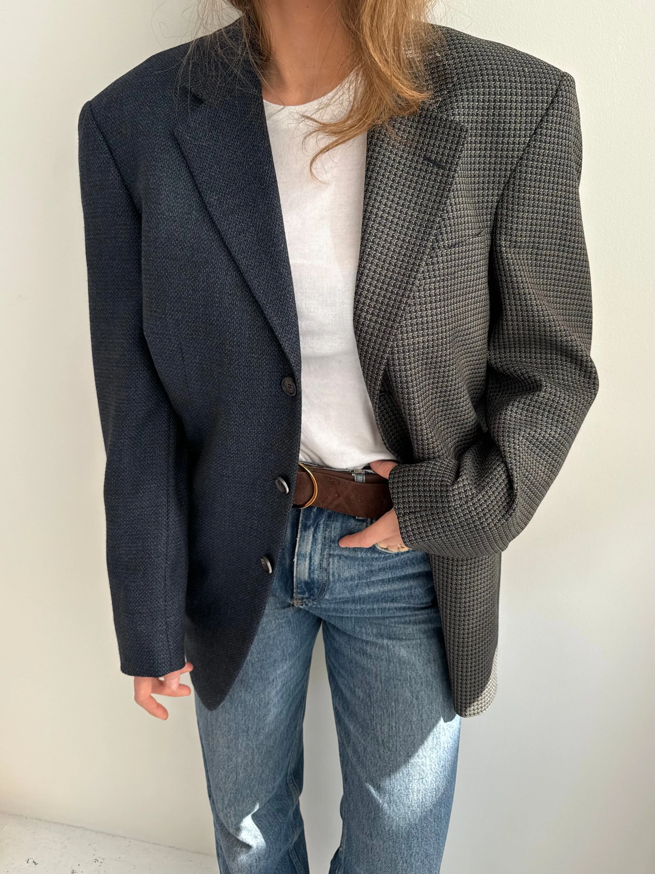 Navy textured two toned blazer