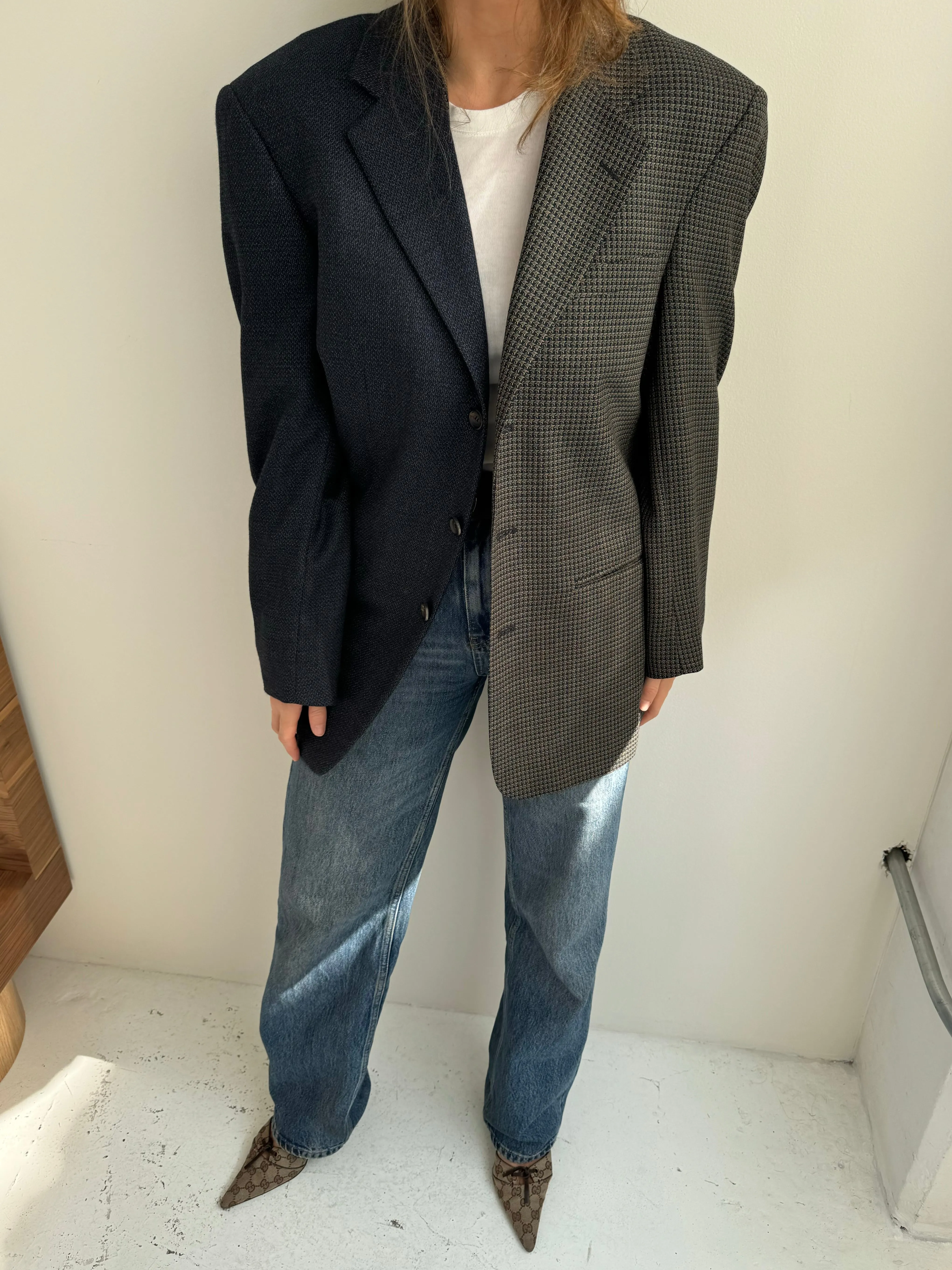 Navy textured two toned blazer