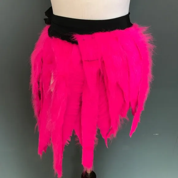 Neon Hot Pink Fur Mini Skirt One Size Small Large Furries Cat Costume Cosplay OS