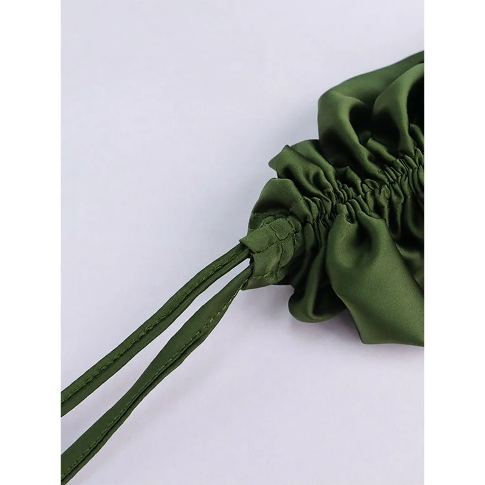 NewAsia Ruched Satin Summer Dress Drawstring Spaghetti Straps Cowl Neck Backless Long Dresses for Women Party Sexy Vestidos 2020