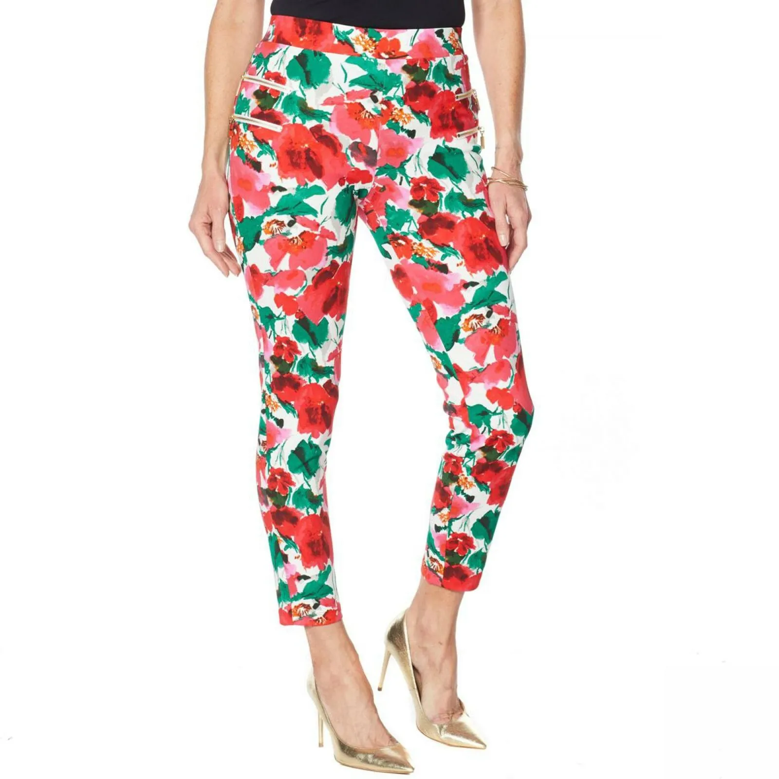NWT Nina Leonard Womens High Tech Crepe Legging With Zipper Detail. 690189 Large