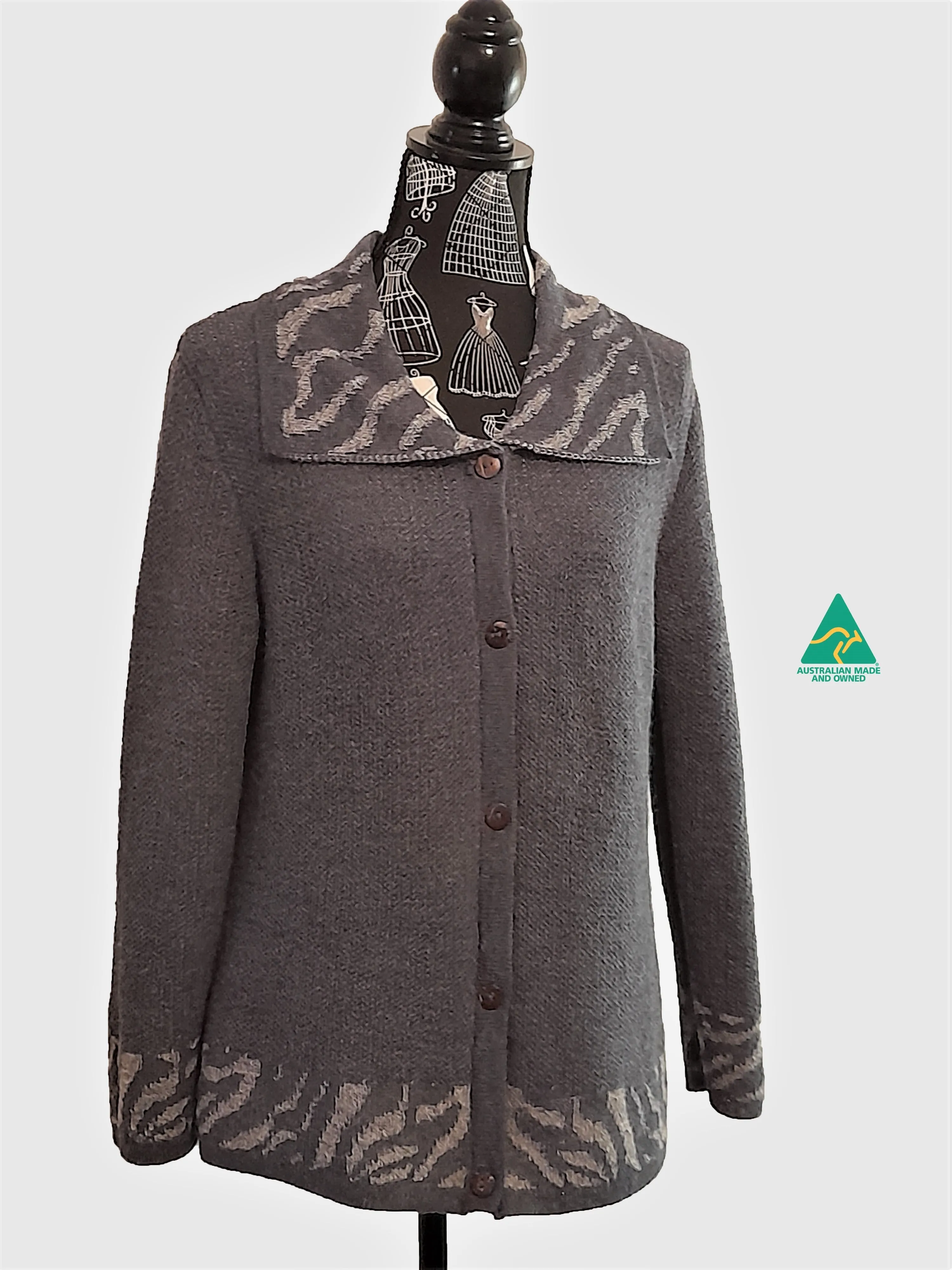 Plus Size Alpaca Cardigan Lady Zebra Pattern
