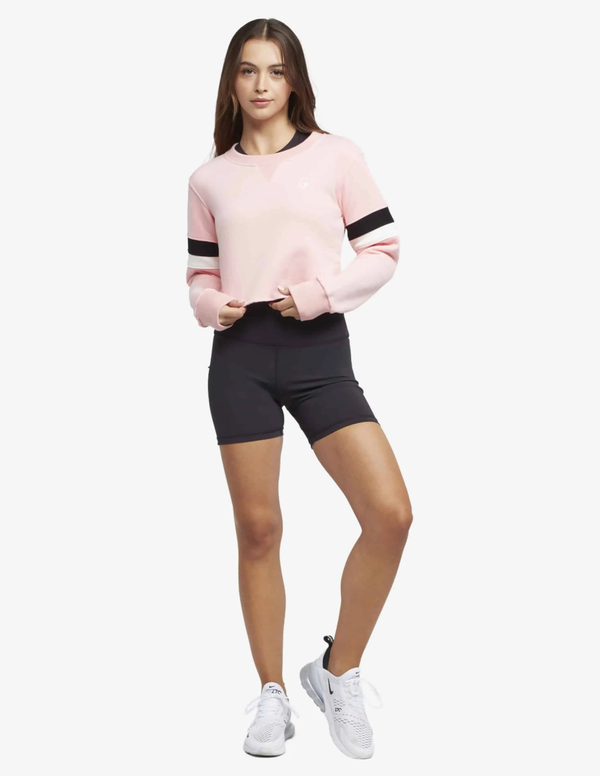 Roll With It Cropped Crew - Pink