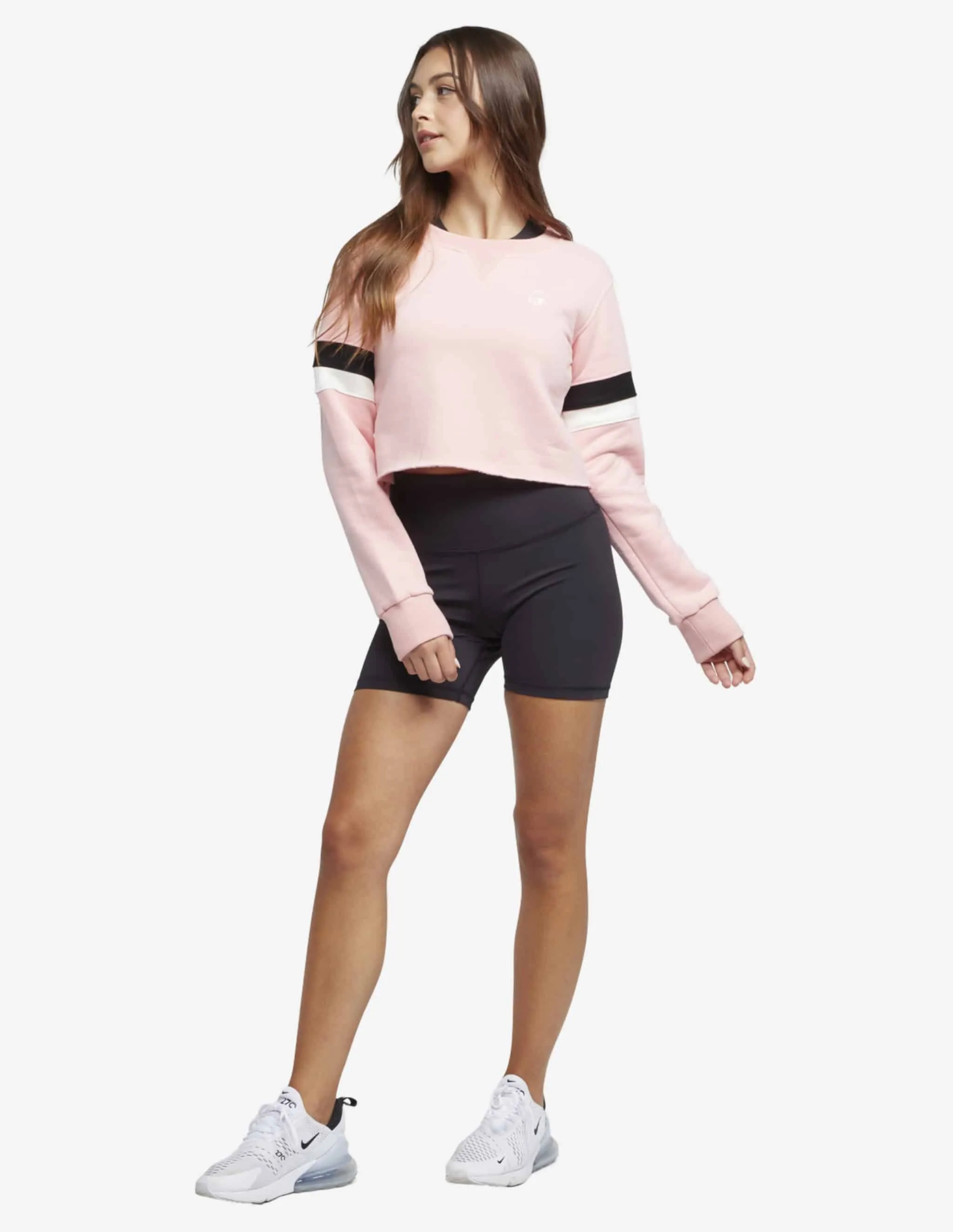 Roll With It Cropped Crew - Pink